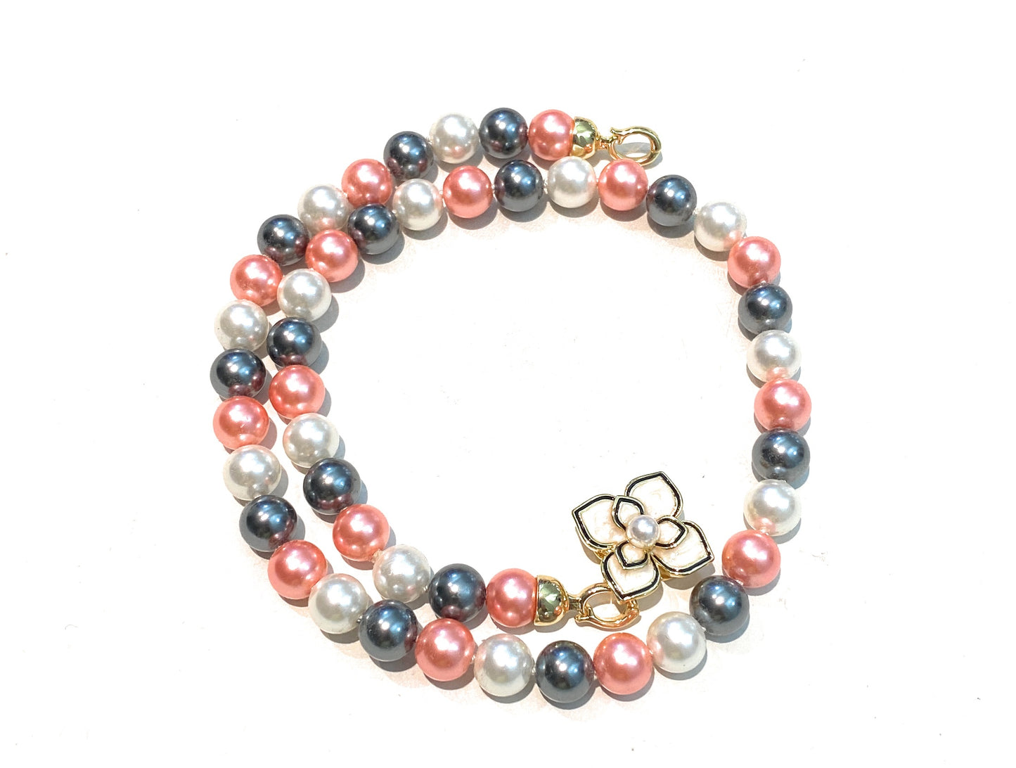 Collana tipo girocollo perle Maiorca multicolore chiusura placcata oro giallo