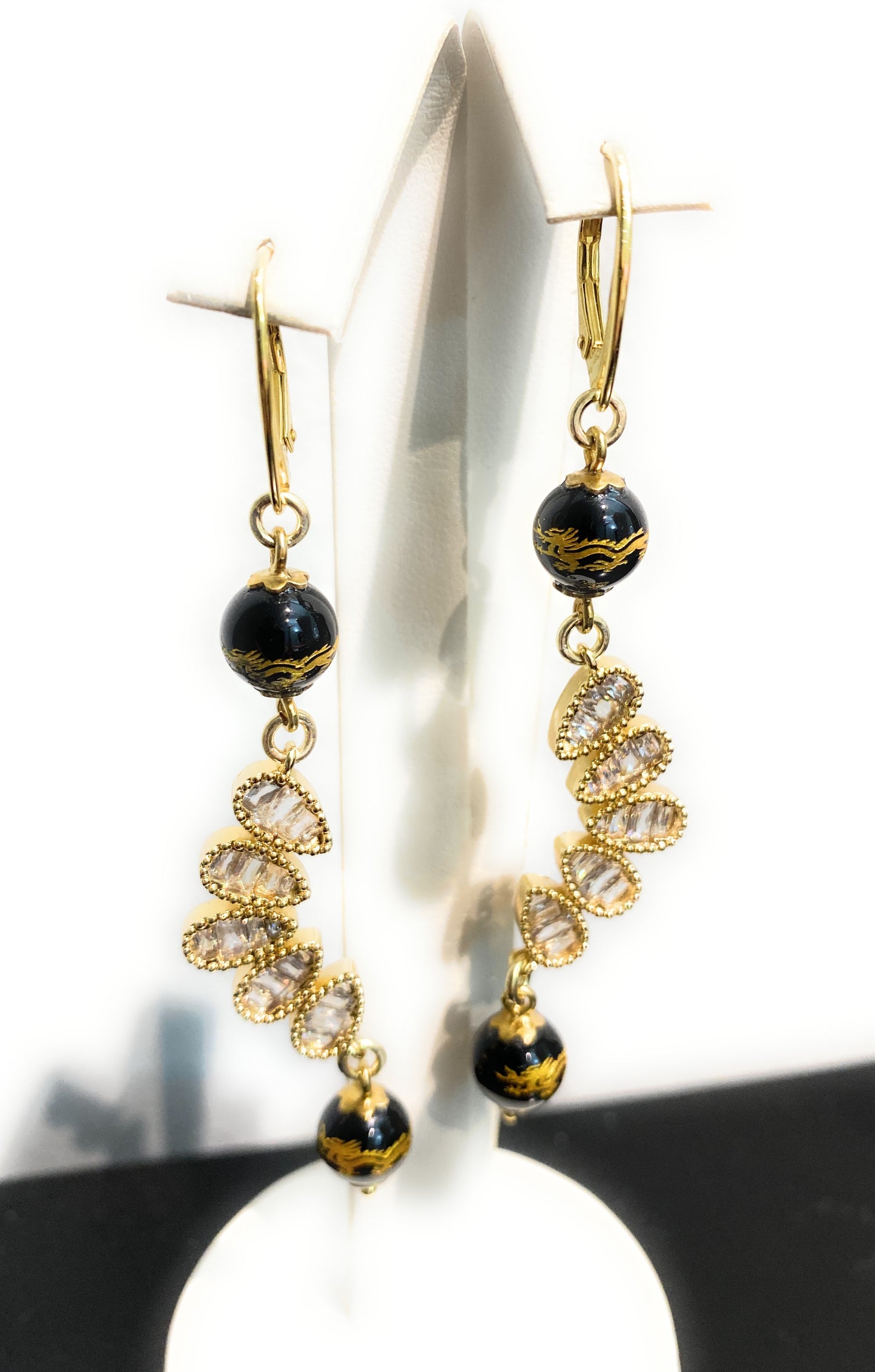 Orecchini diWa Jewels pendenti a Monachella Onice Laserato Gold centrale con Zirconi a gocce argento sterling