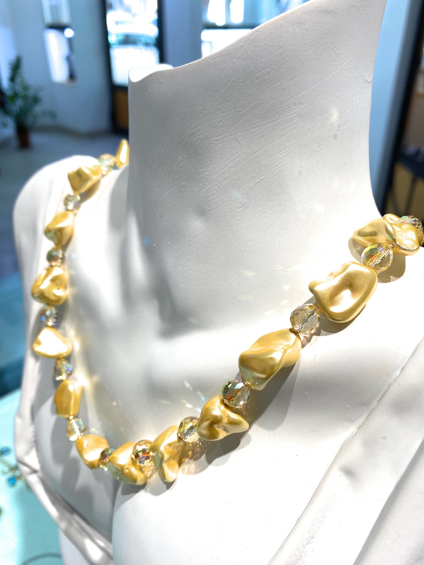 Collana choker perle pepite gold briolette ematite argento sterling personalizzabile