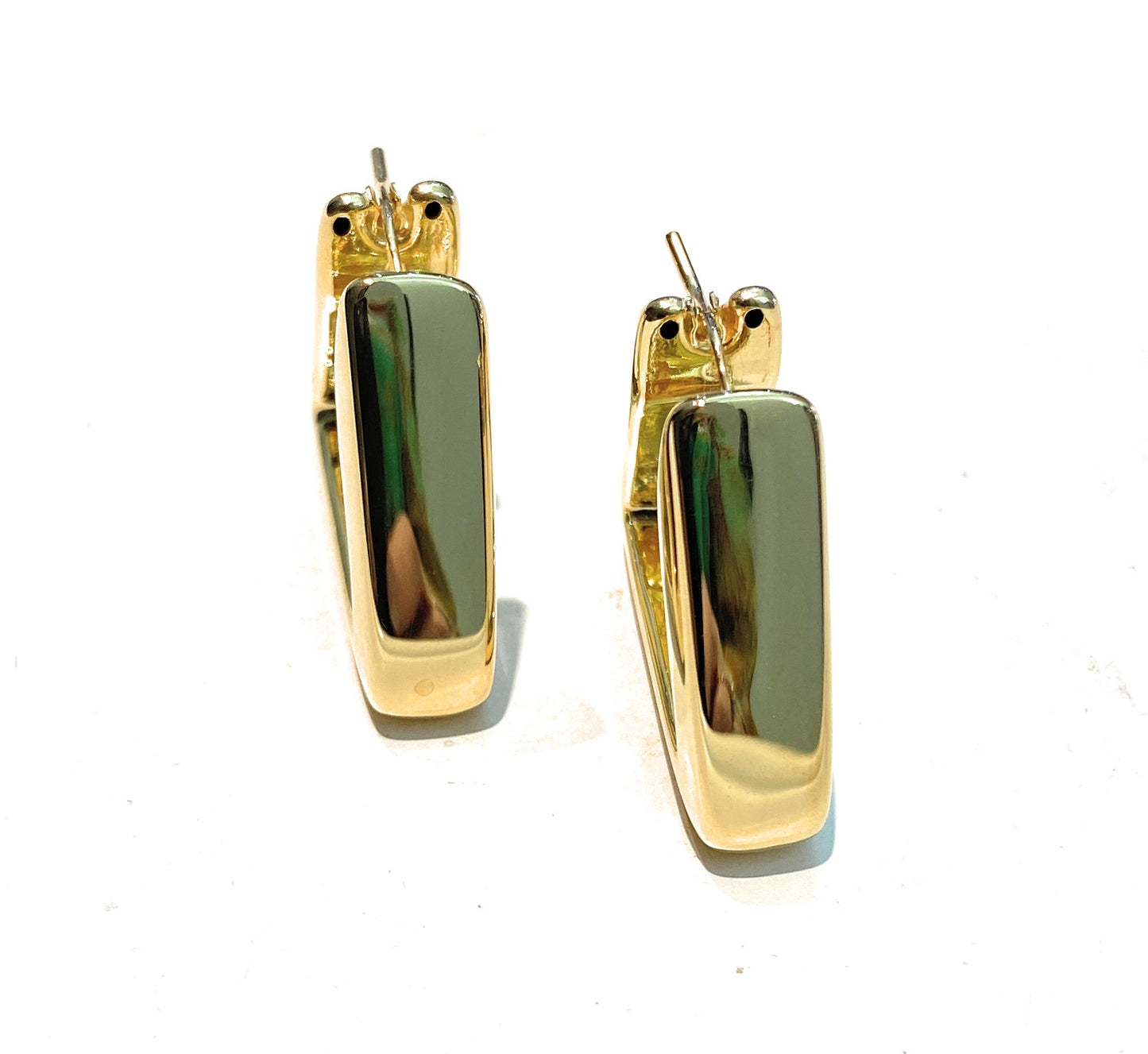 Orecchini a cerchio triangolare scatolato argento sterling placcato oro giallo