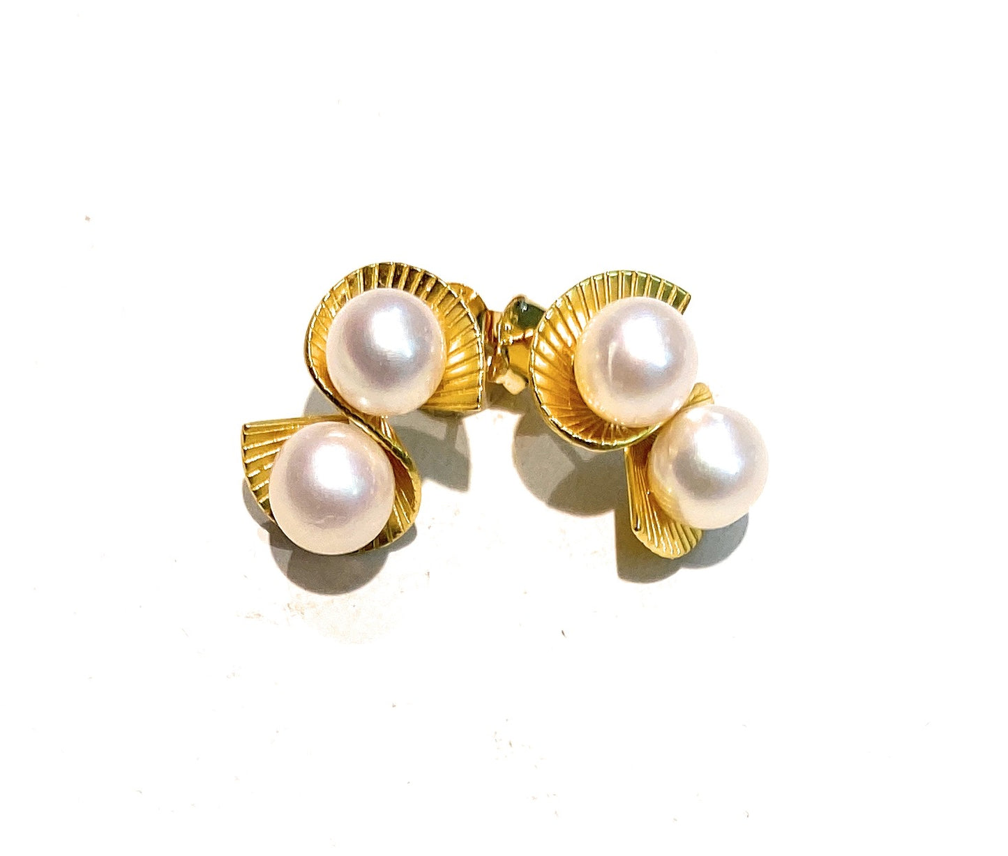 Orecchini doppia perla fresh water argento sterling placcato oro giallo