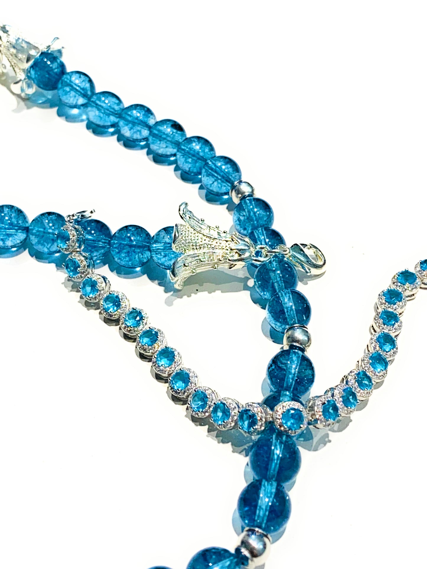 Collana diWa Jewels Cristallo Rocca Azzurro Argento rodio bianco chiusura forma Campanula regolabile