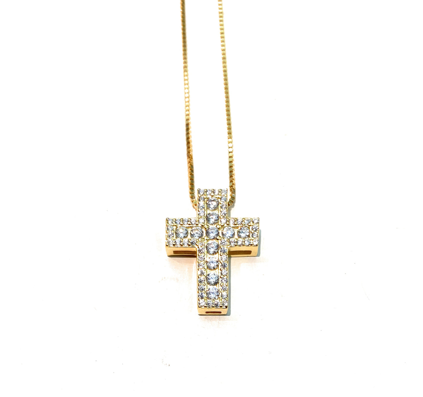 Collarino in Argento 925 con Croce di Zirconi – Collanina Veneziana, Varianti Colore e Galvanica
