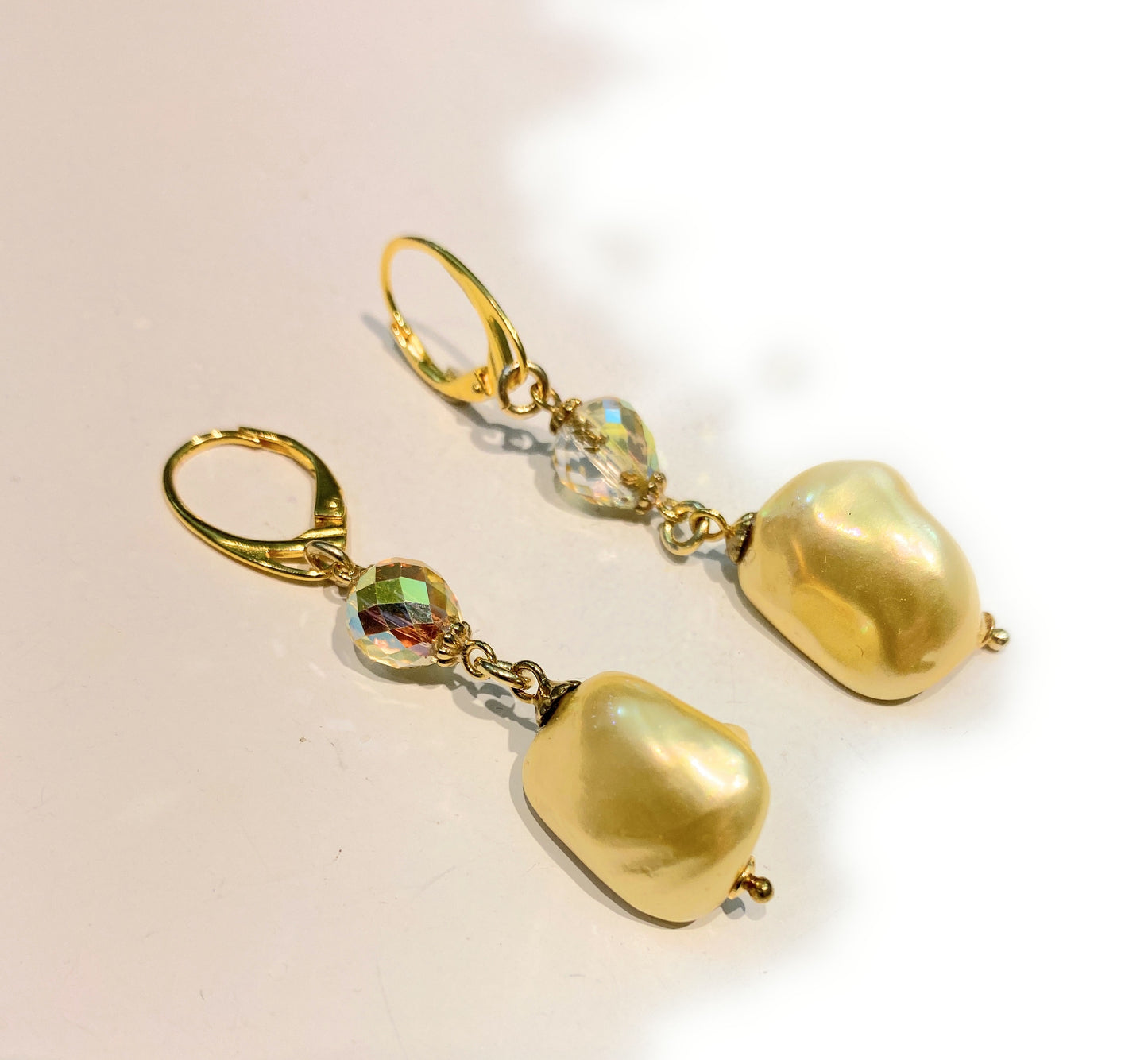 Orecchini diWa Jewels a monachella perla pepita gold briolette gold sfaccettata argento sterling placcato oro giallo