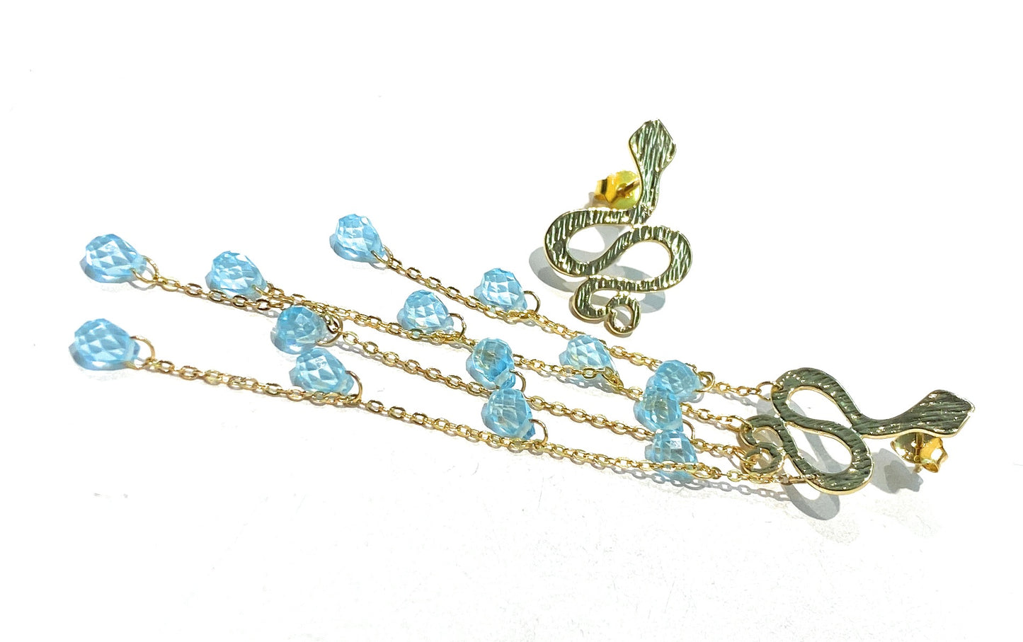 Mono Orecchino “Serpentino” in Bronzo Placcato Oro Giallo – diWa Jewels – Varianti Pietre Naturali 🐍