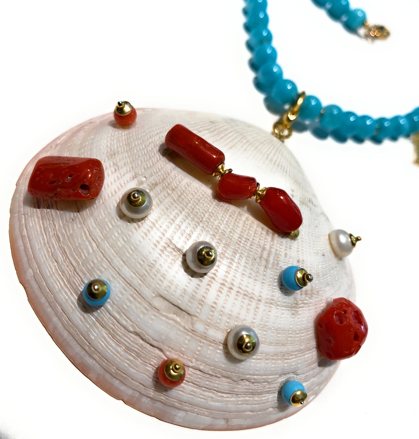 Collarino diWa Jewels choker conchiglia naturale impreziosita a mano rifiniture in argento sterling pezzi unici