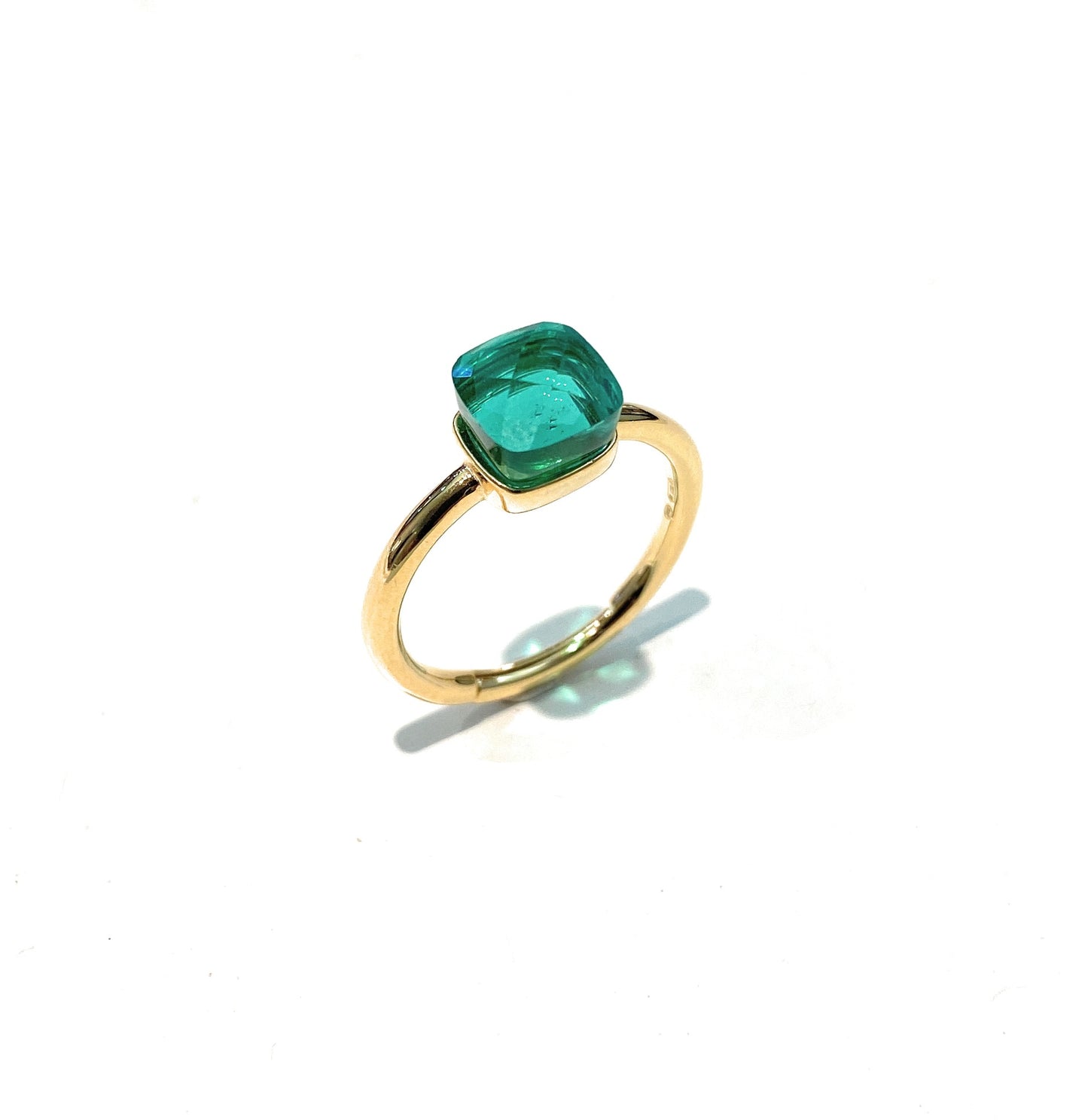 Anello in Argento 925 con Zircone Tipo Paraiba Carré Sfaccettato – Varianti di Finitura – diWa Jewels