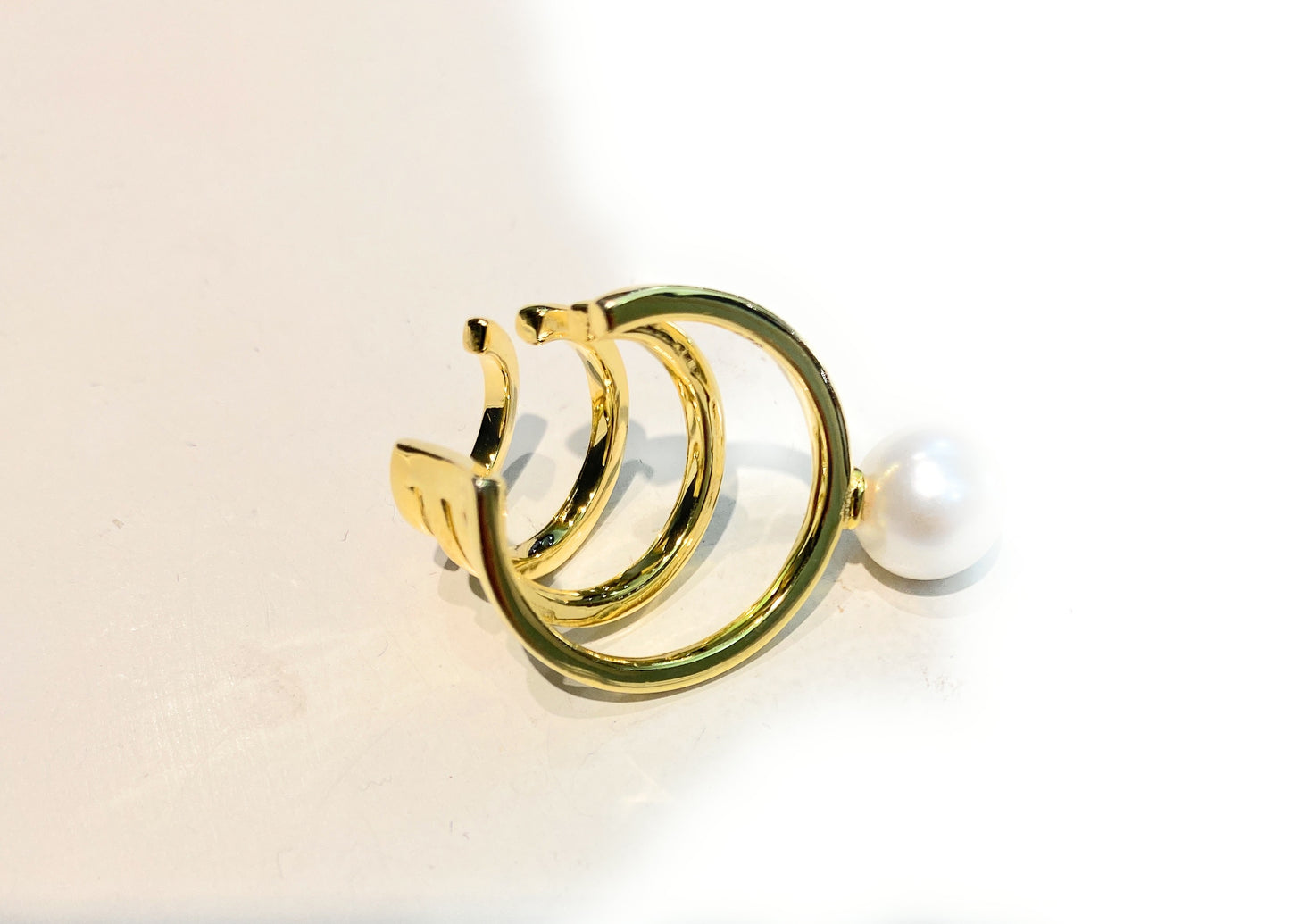 Ear Cuff Mono Orecchino 3 File in Argento Sterling 925 con Perla di Maiorca