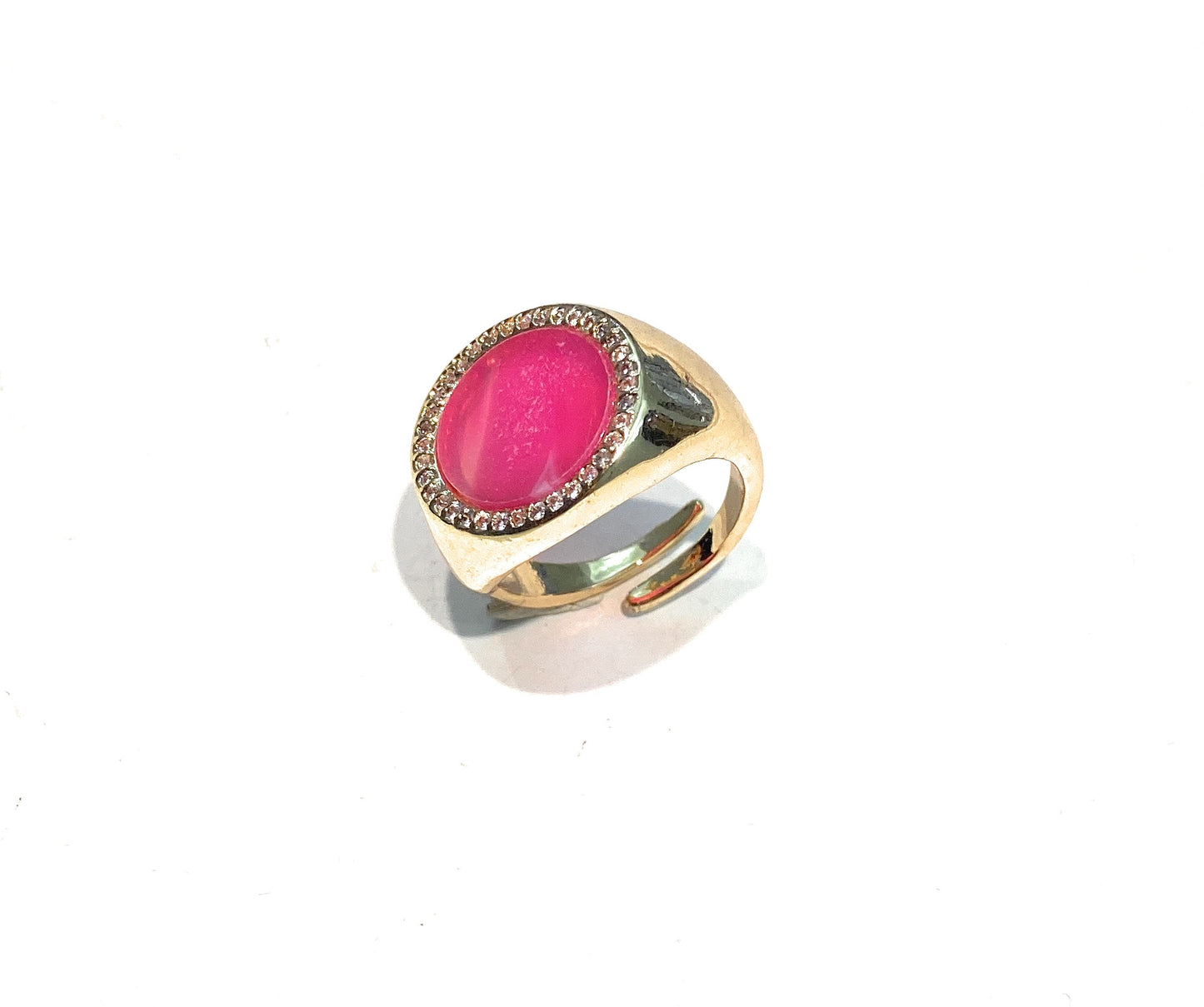 Anello chevalier mignolo con pietra naturale dura placcato oro giallo