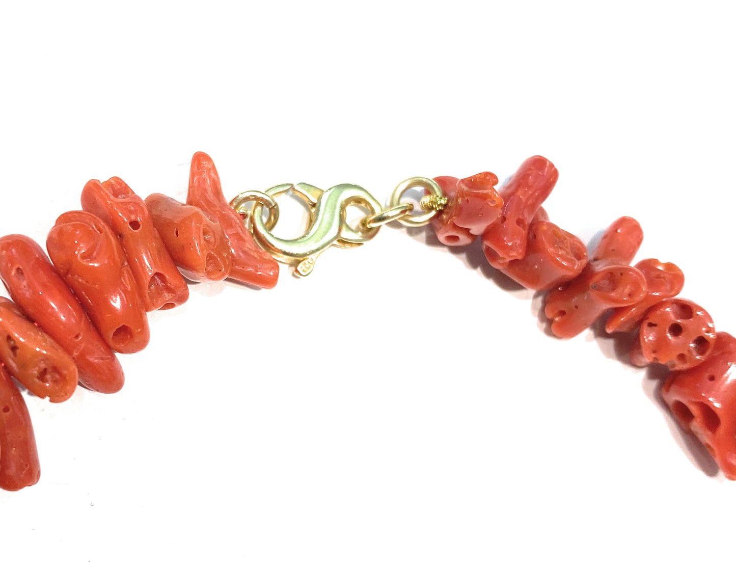 Girocollo diWa Jewels Corallo Rosso Italiano Tronchetti Degradé centrale piccolo Torchon Spinelli neri sfaccettati onice goccia briolette onice lucido argento sterling galvanica gialla