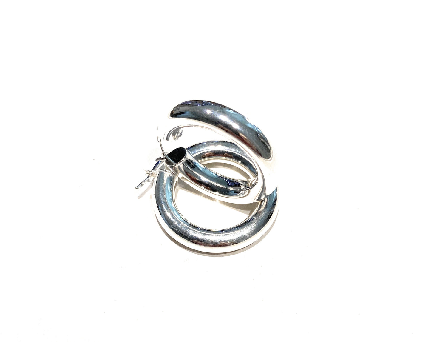 Orecchini a cerchio in argento sterling rodio bianco lavorazione liscia