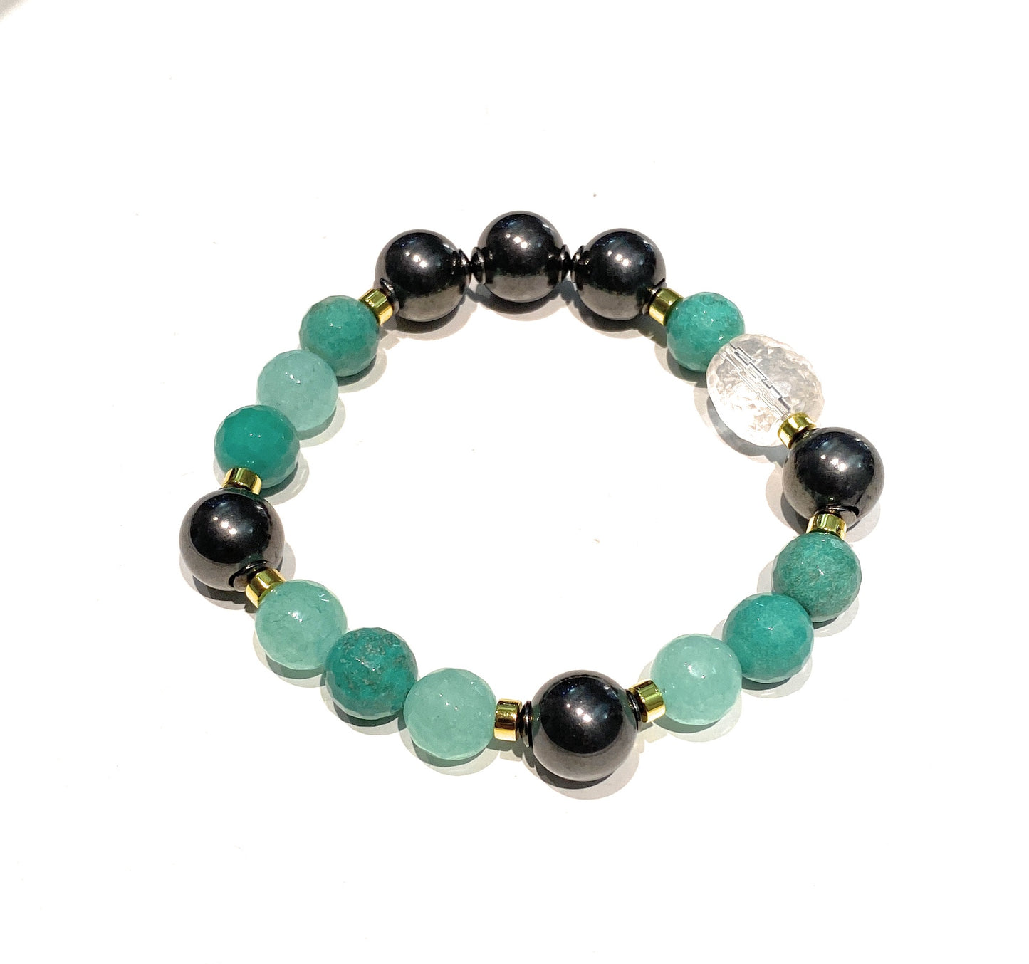 Bracciale madreperla e pietre dure in argento sterling galvanica rosé