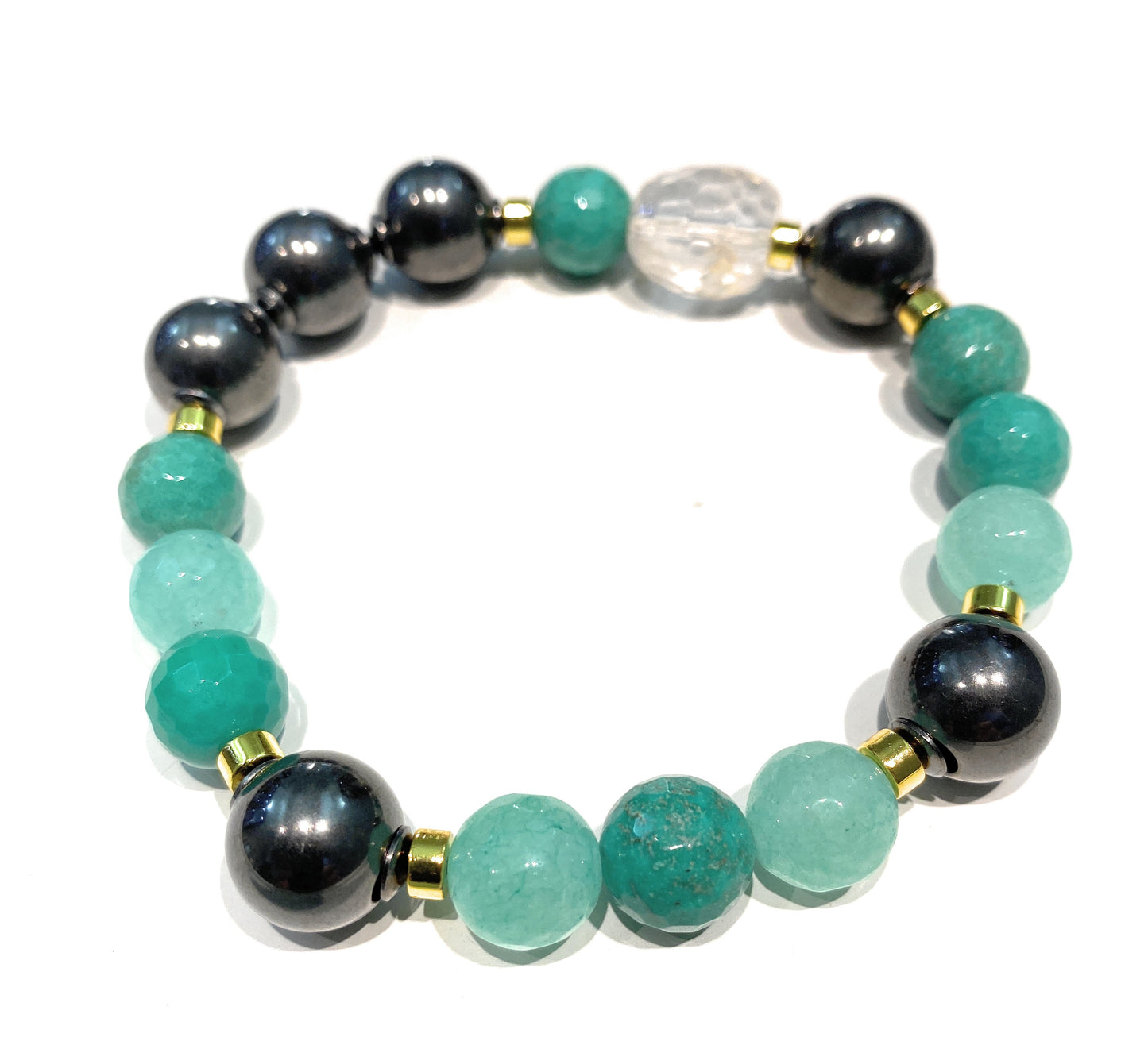 Bracciale madreperla e pietre dure in argento sterling galvanica rosé