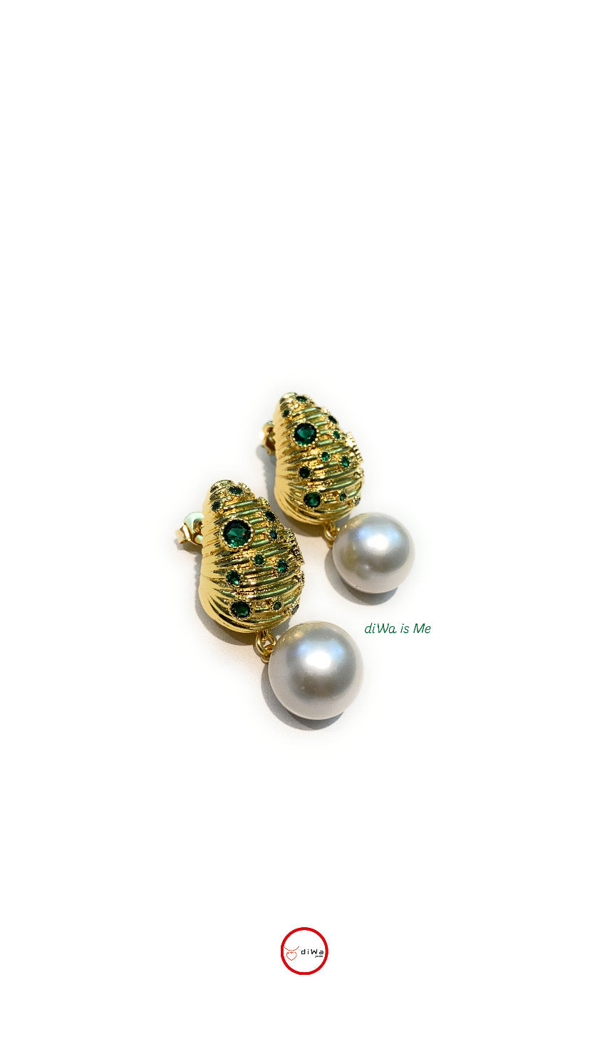 Orecchini diWa Jewels perno con Goccia e Pendente Moneta in bronzo placcato oro farfallina in argento 925