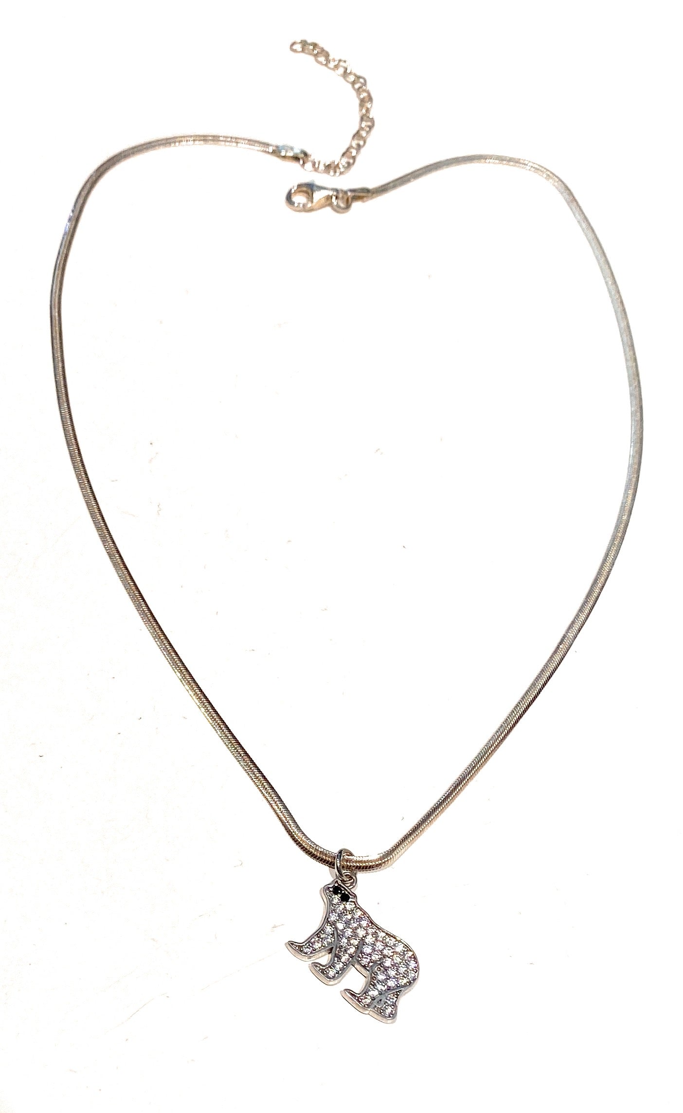 Choker a filo con pendente orso pavé di zirconi