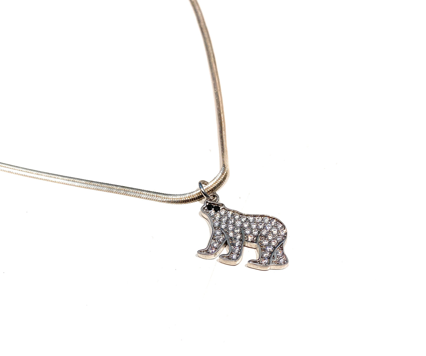 Choker a filo con pendente orso pavé di zirconi