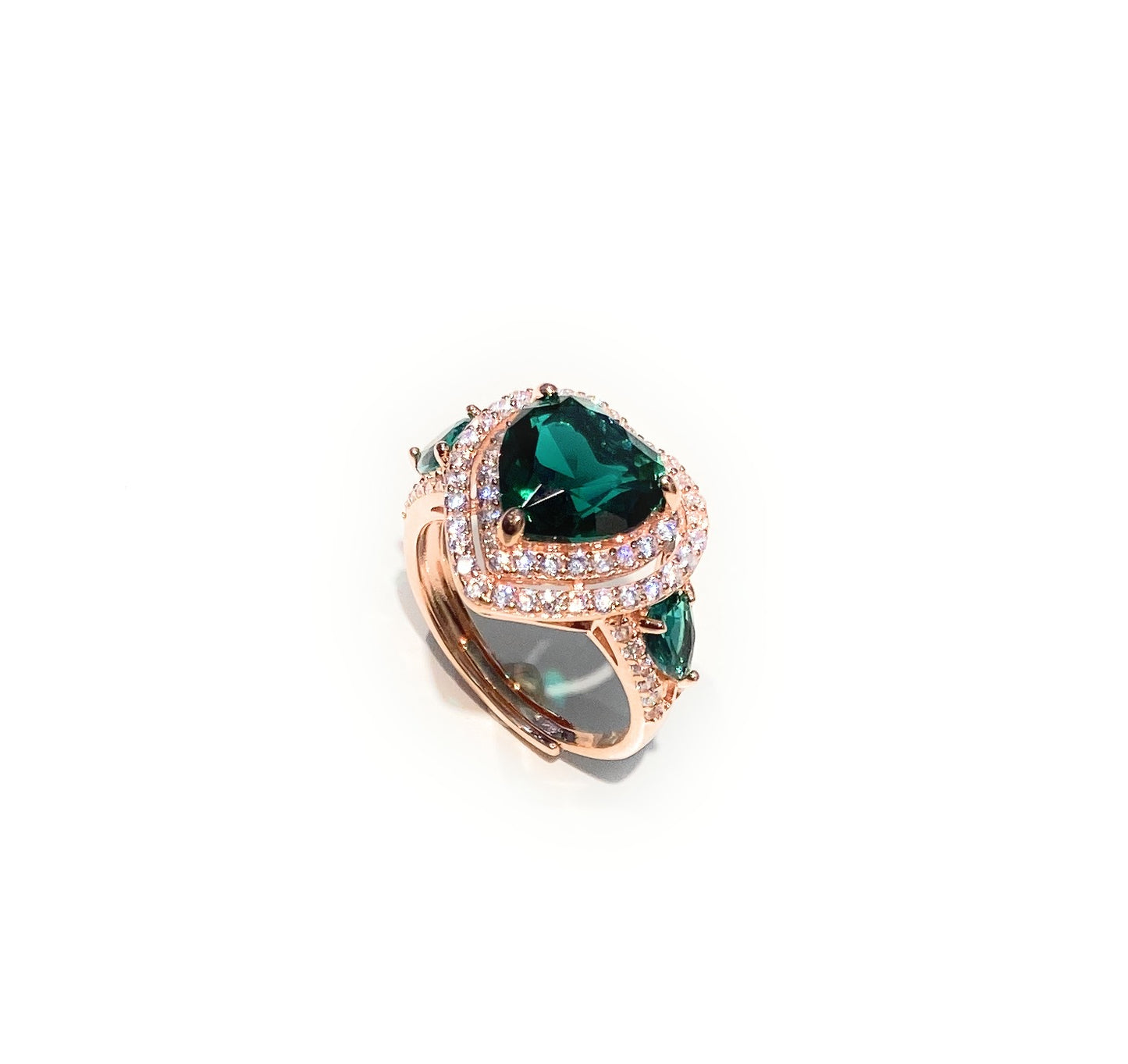 Anello Cuore Donna Argento 925 Rosé Zirconi Rossi Regolabile Misura 15 diWa Jewels