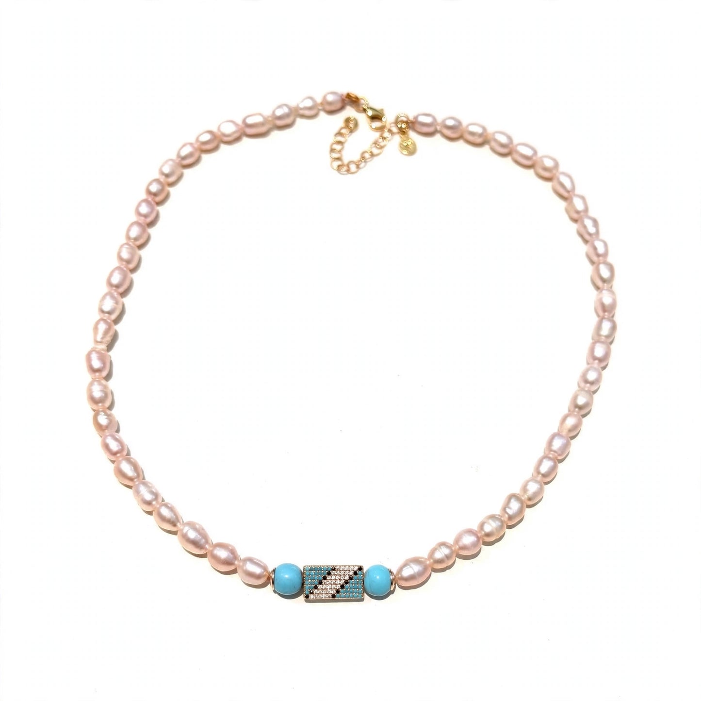 Collarino Choker Perle Fresh Water Rosa Cipria Semi Round Argento 925 Rosé