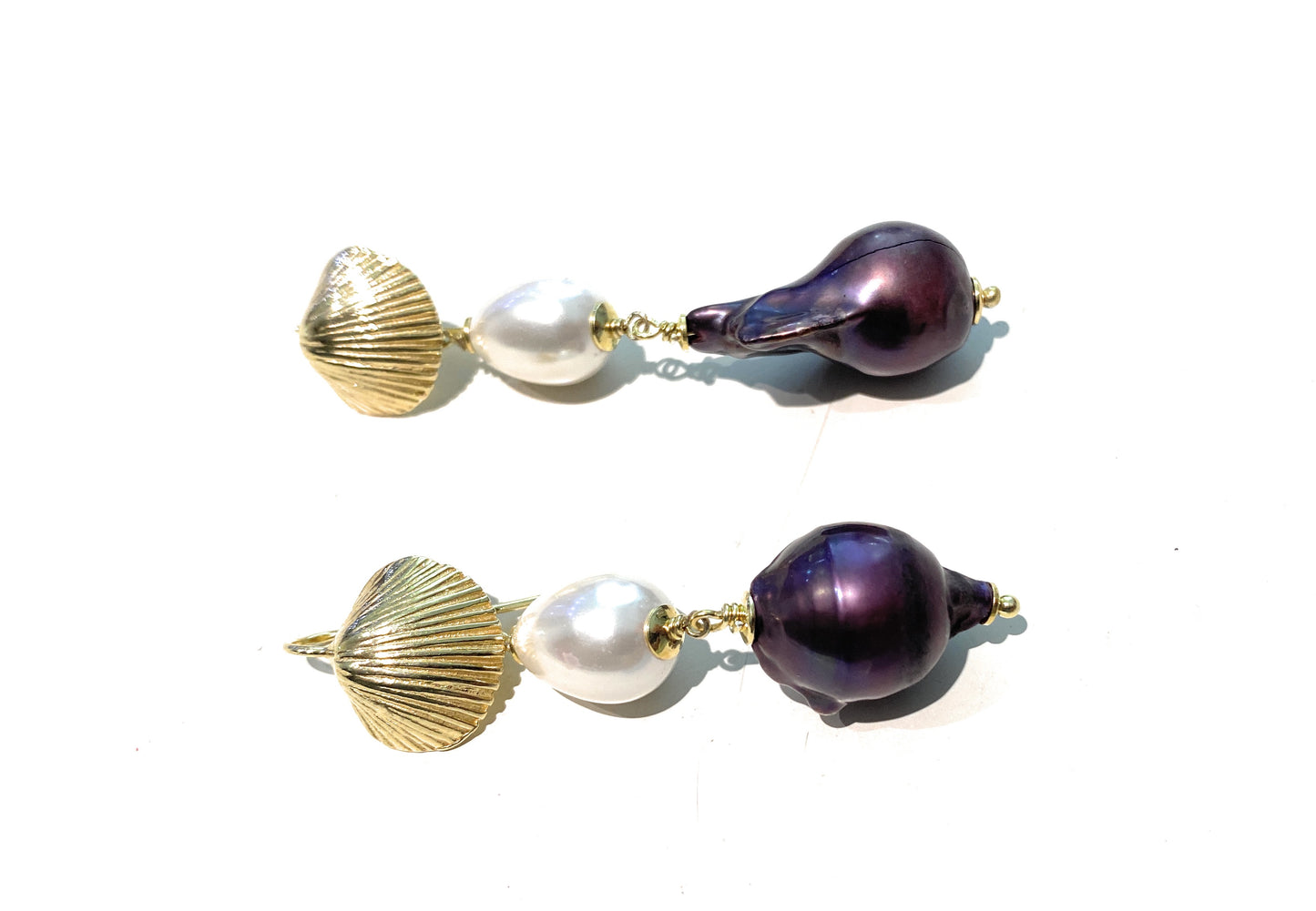 Orecchini diWa Jewels con Perle Viola e Bianche in Argento Sterling Rodio bianco