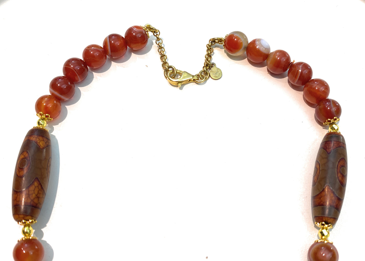 Collana agata tibetana ematite gold argento sterling placcato oro giallo