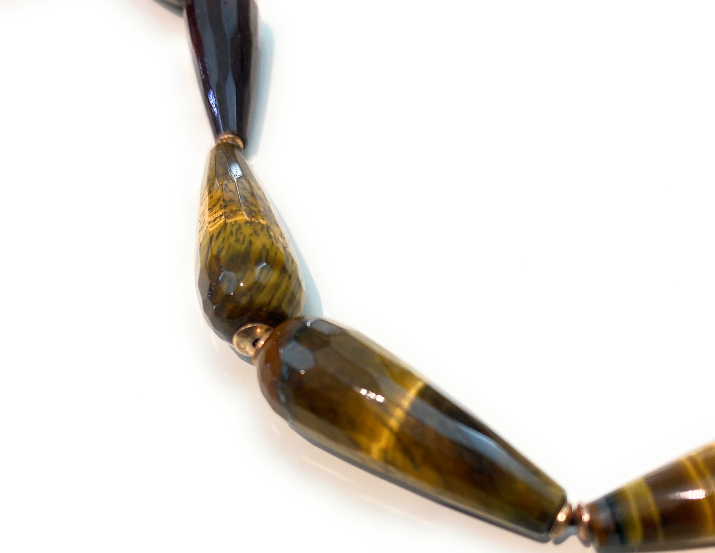 Collana diWa Jewels giada gialla occhio di tigre marrone/giallo gocce argento sterling placcato oro giallo