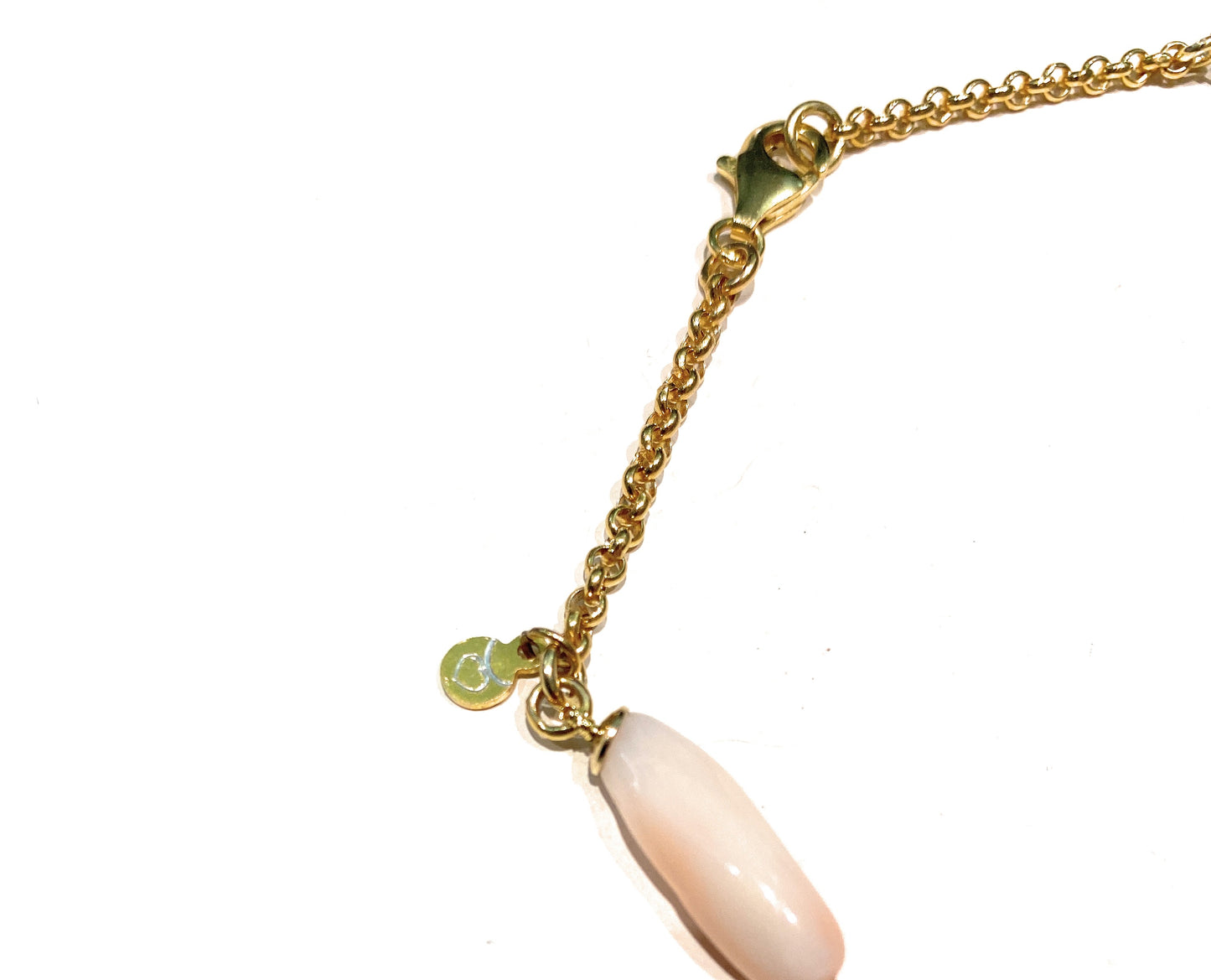 Collana corallo naturale sassi pallino tondo bianco rosato argento sterling placcato oro giallo
