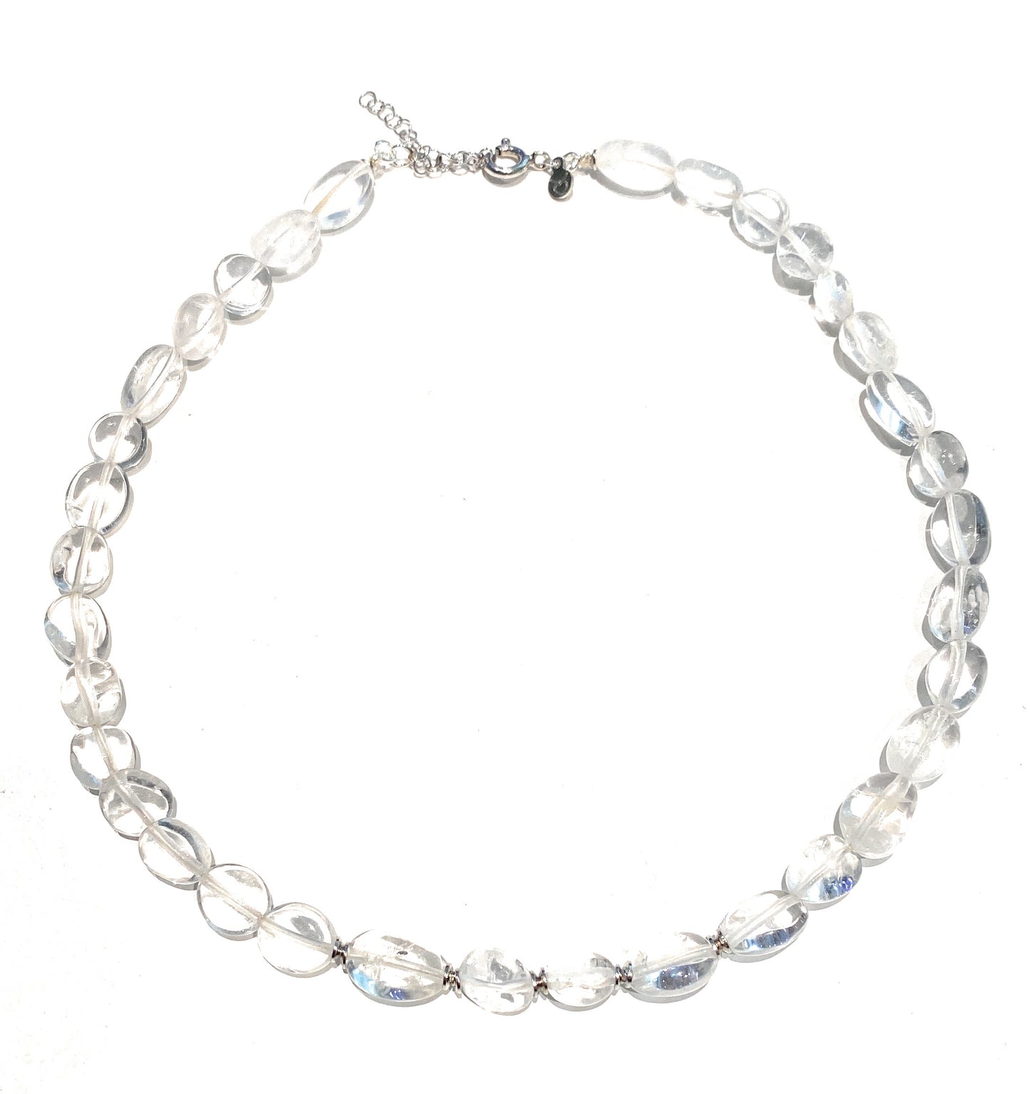 Collarino cristallo di rocca sasso 8x10 mm burattato argento sterling