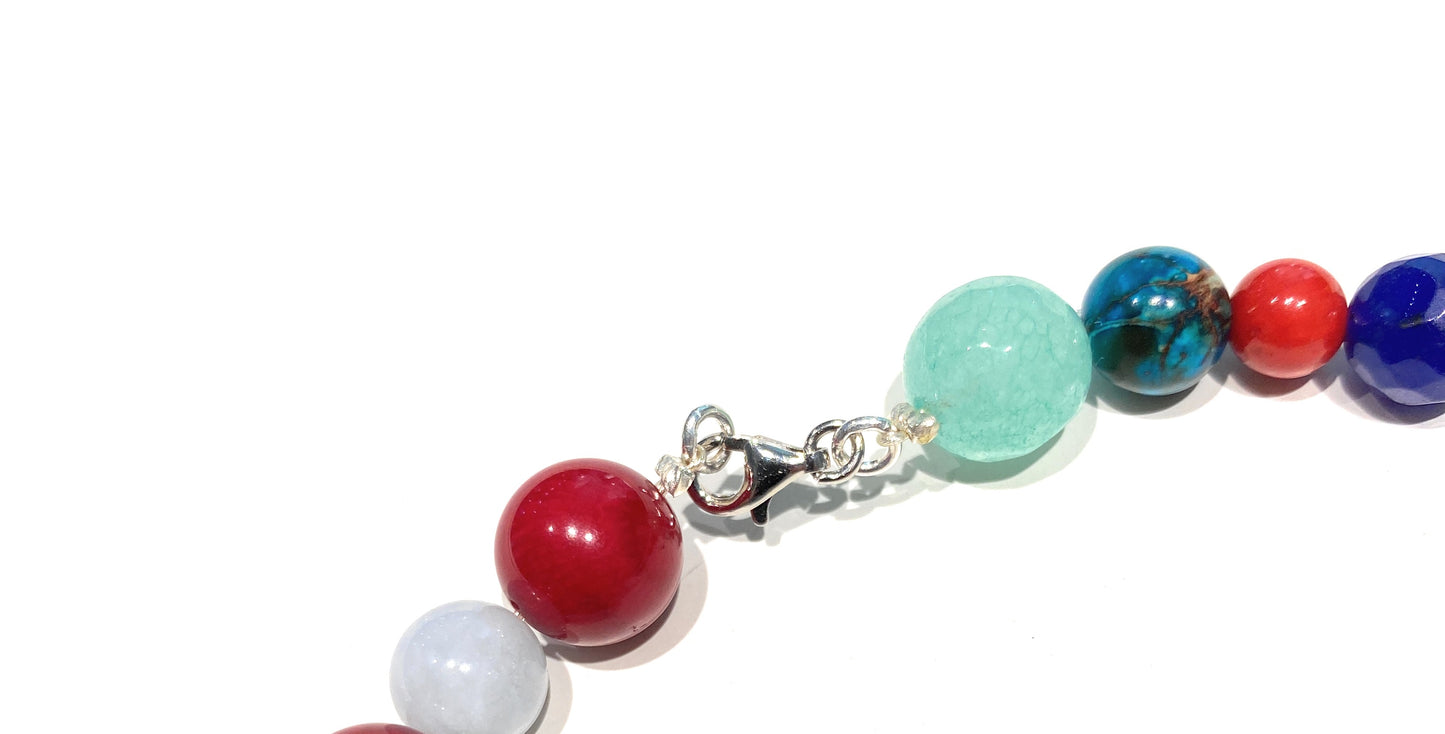 Collana choker multicolore pasta turchese lapis conchiglia arancio quarzo rosa tormalina agata avventurina