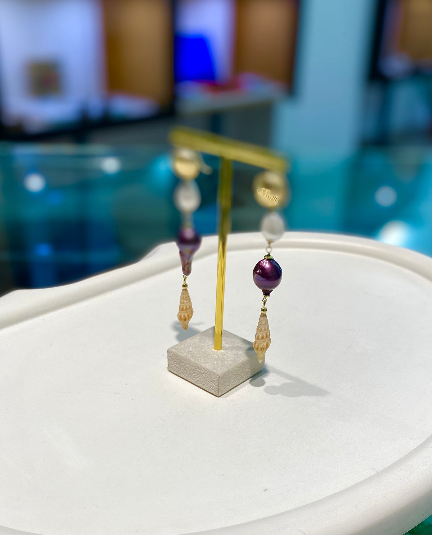 Orecchini diWa Jewels con Perle Viola e Bianche in Argento Sterling Rodio bianco