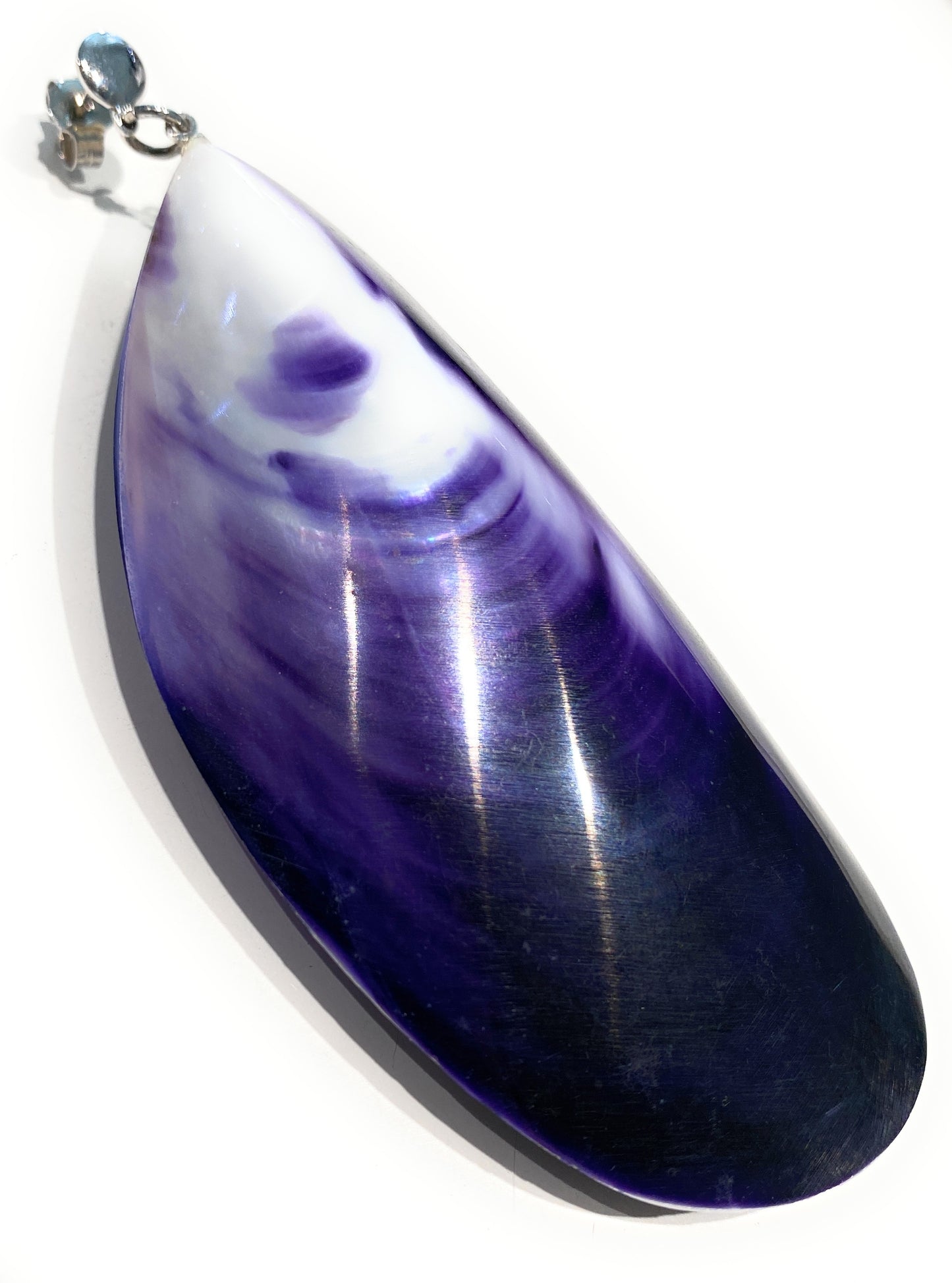 Collana argento sterling perle pasta turchese pendente argento ovale cristallo fumé rodio bianco