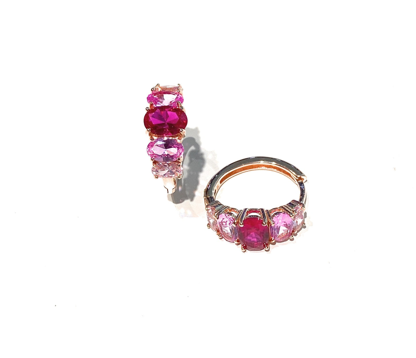 Orecchini a cerchietto in argento sterling 925 e zirconi colorati