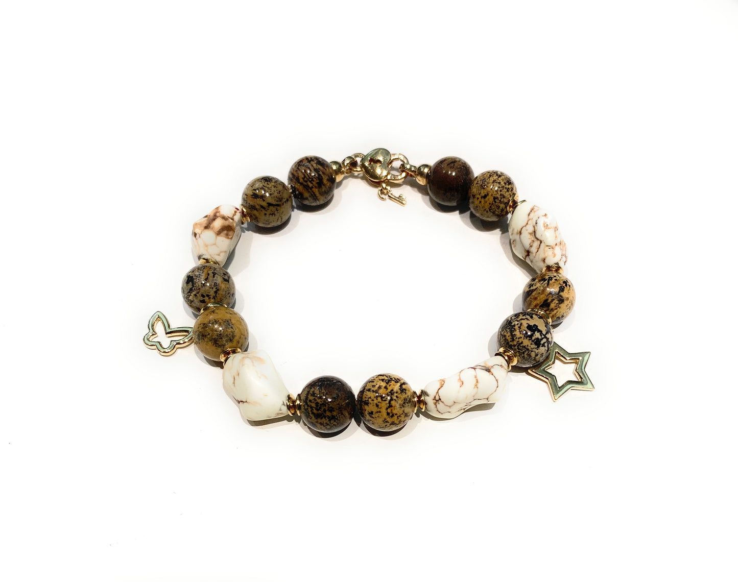 Bracciale diWa Jewels Charms Diaspro Artic e Howlite a Sasso in Argento Sterling 925