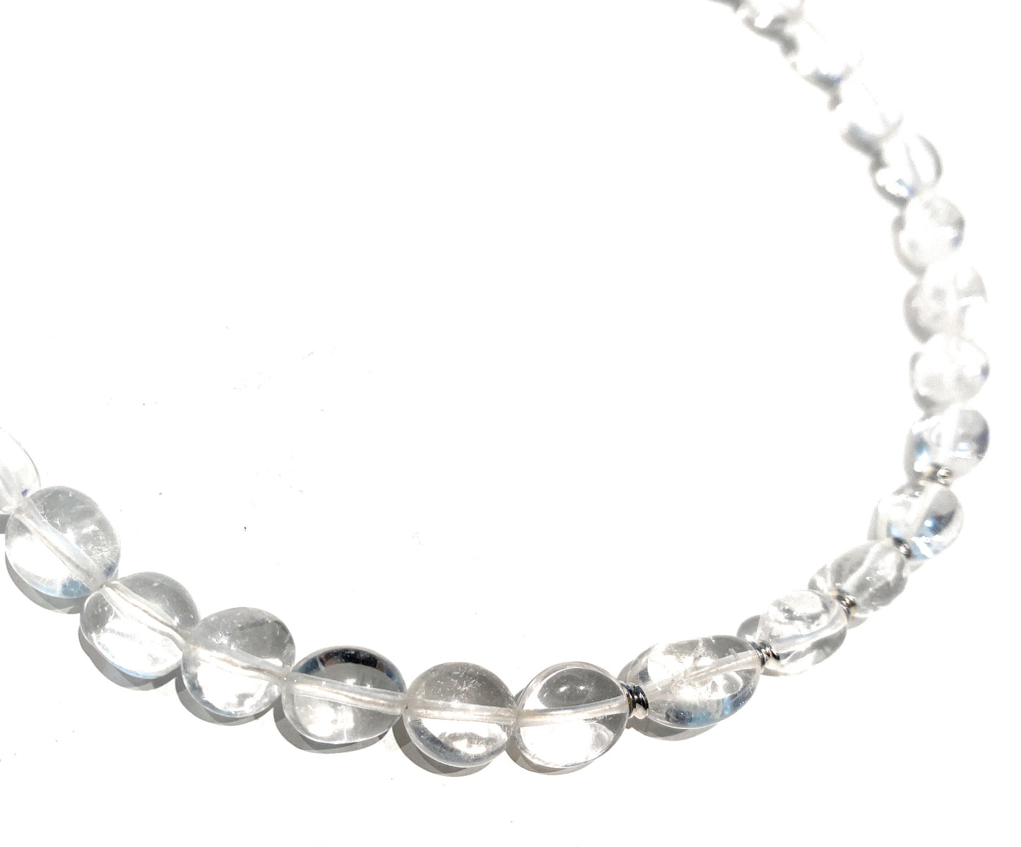 Collarino cristallo di rocca sasso 8x10 mm burattato argento sterling