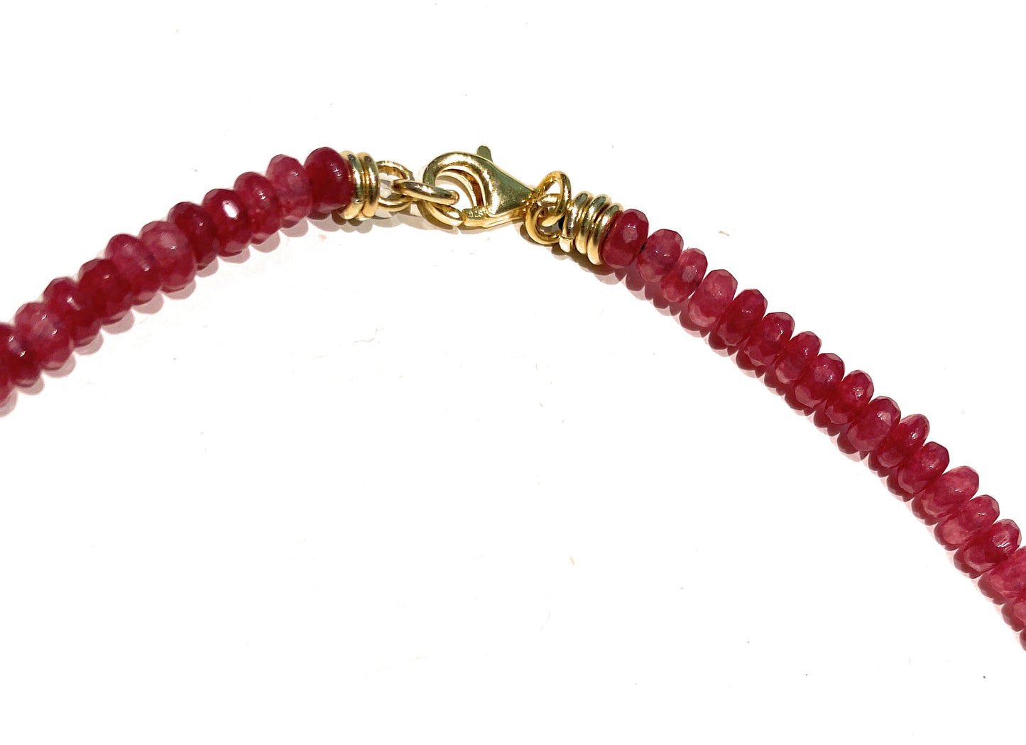 Collarino choker rondelle rubini conchiglia naturale argento sterling