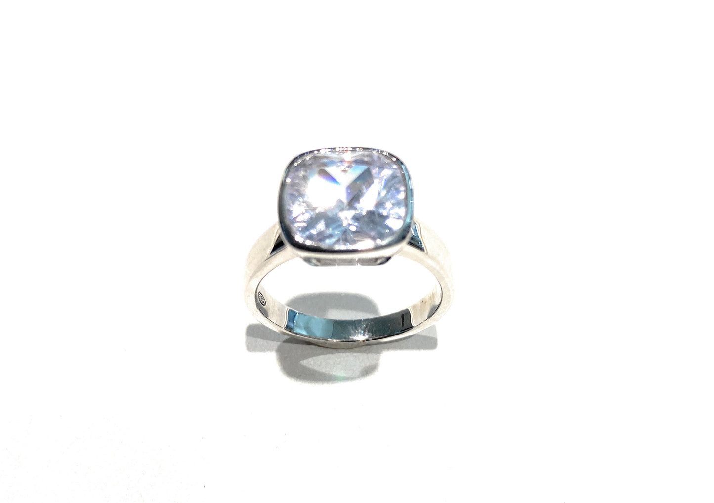 Anello solitario zircone quadrato argento sterling rodio bianco