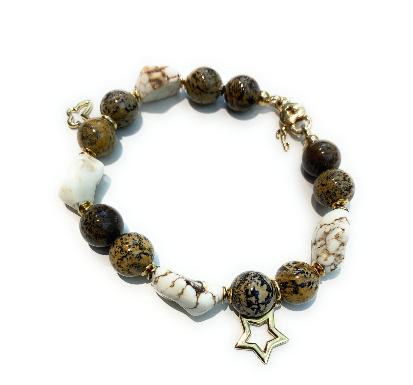 Bracciale diWa Jewels Charms Diaspro Artic e Howlite a Sasso in Argento Sterling 925