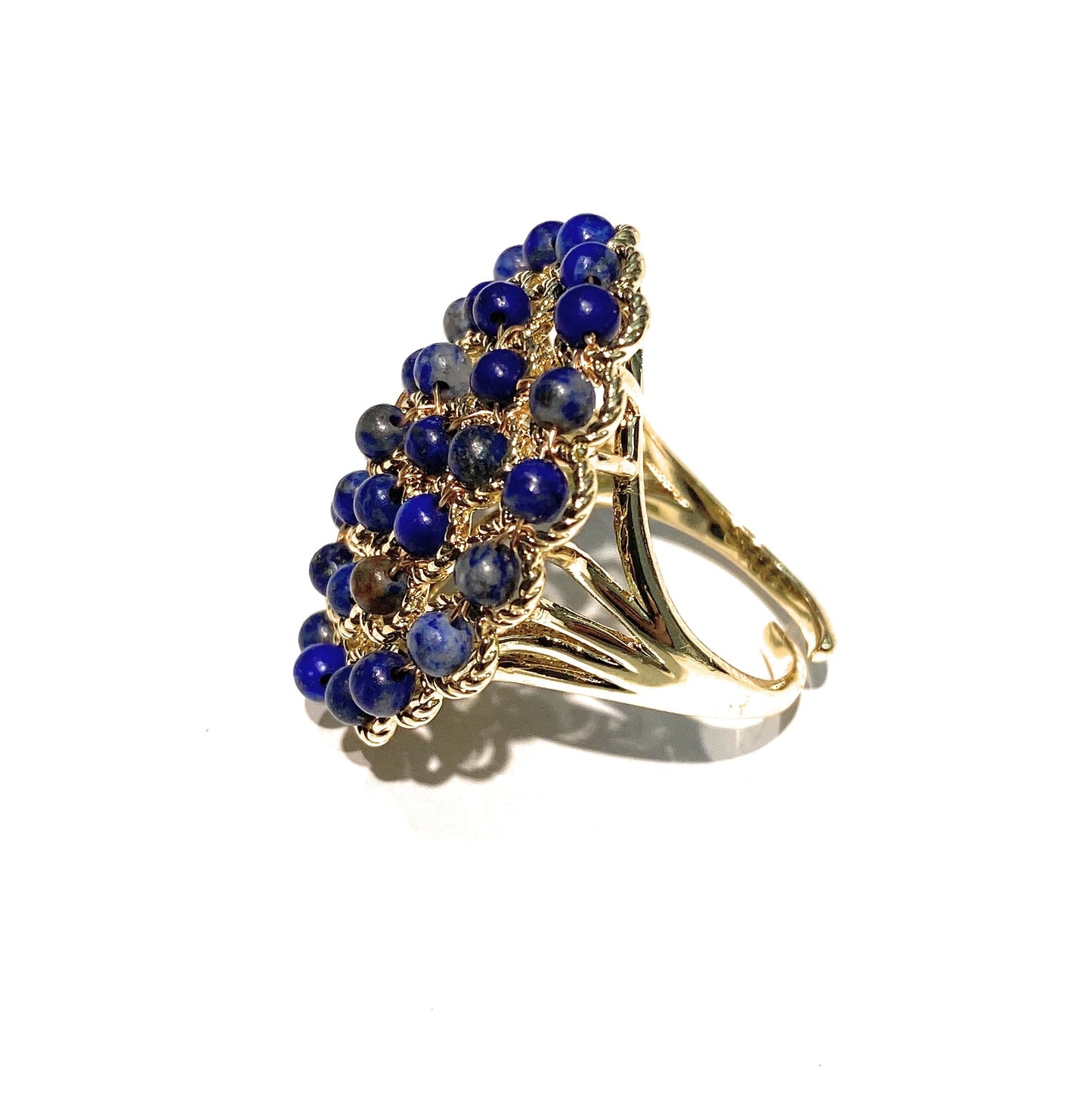 Anello Cocktail Malachite Regolabile – Bronzo Galvanizzato Rodio – diWa Jewels