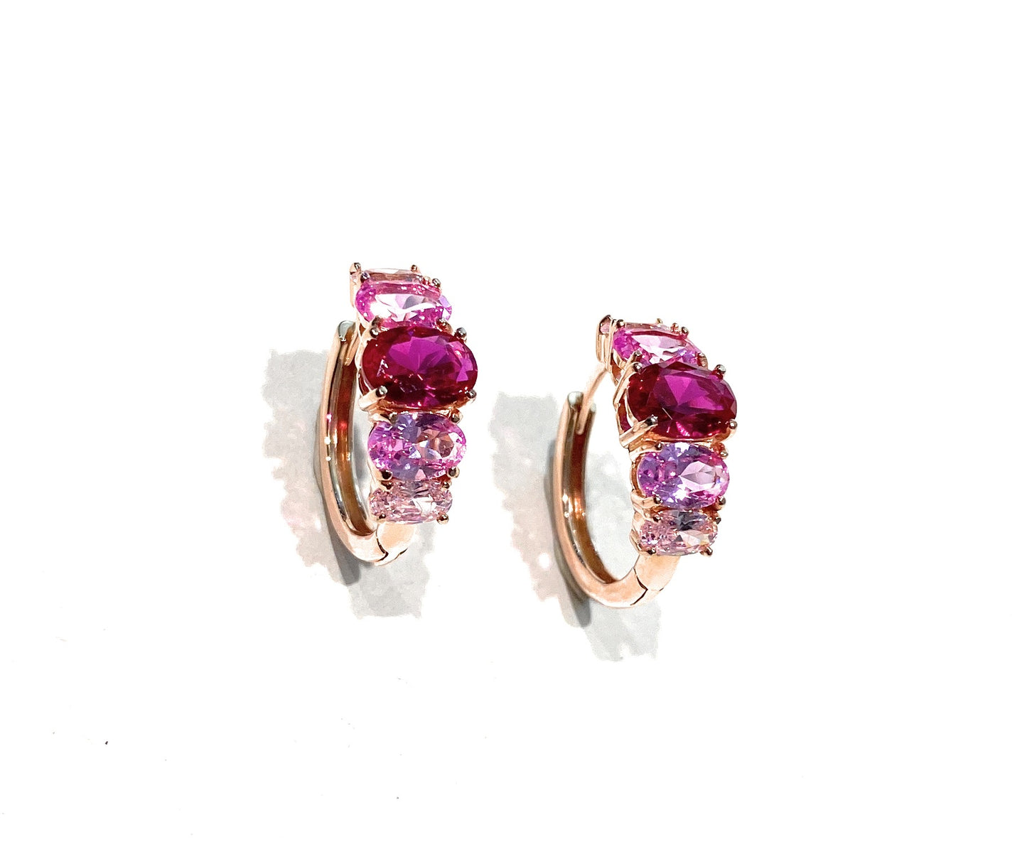 Orecchini a cerchietto in argento sterling 925 e zirconi colorati