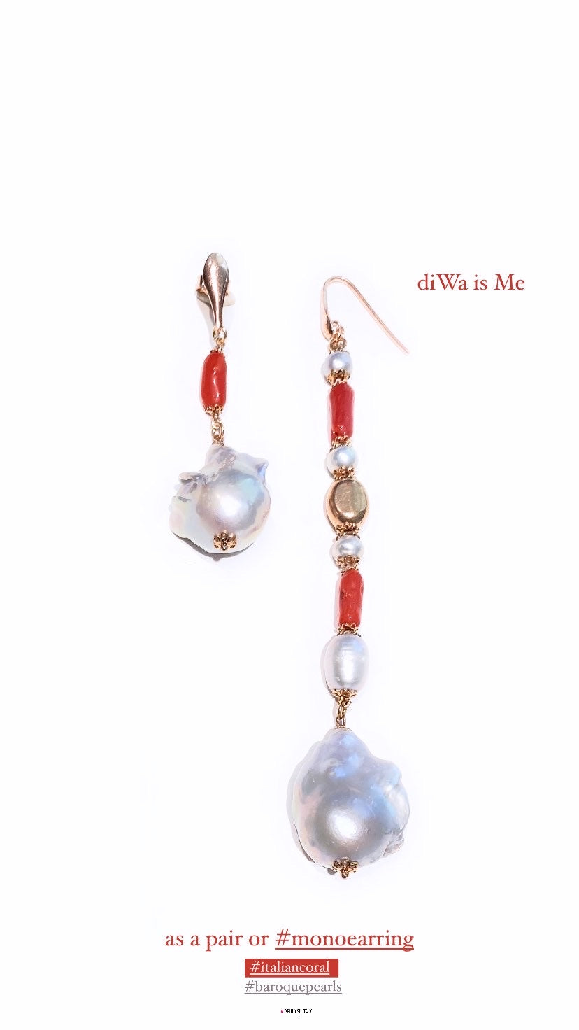 Orecchini argento sterling 925 perla grigia barocca fresh water