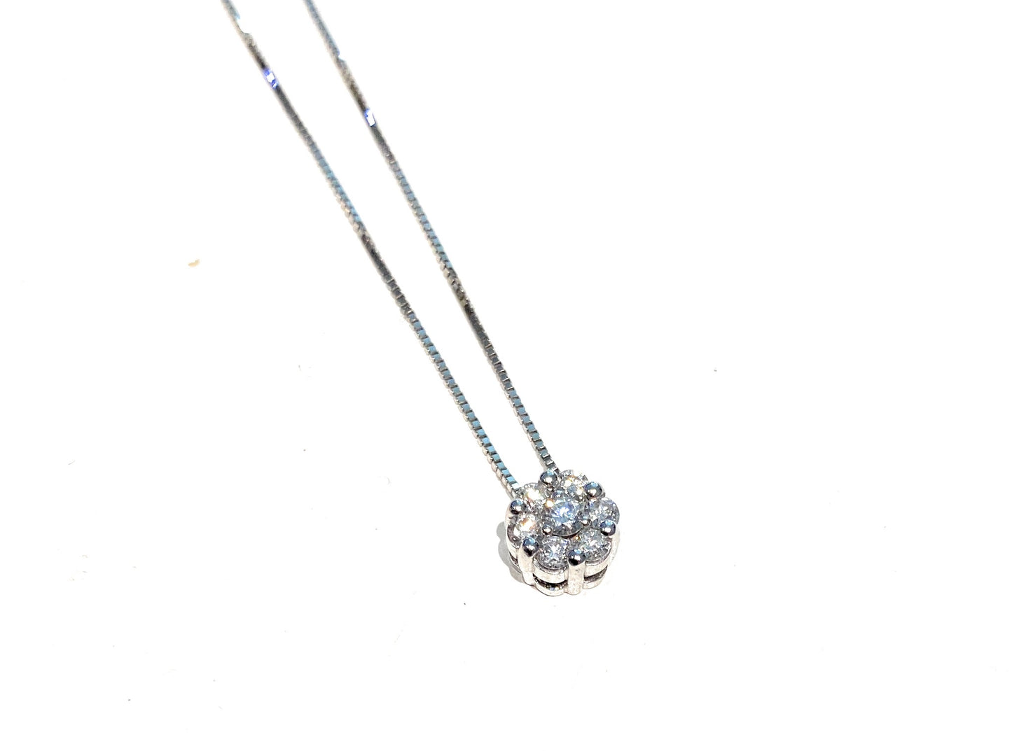 Collana punto luce diamanti naturali oro bianco 18 kt made in Italy