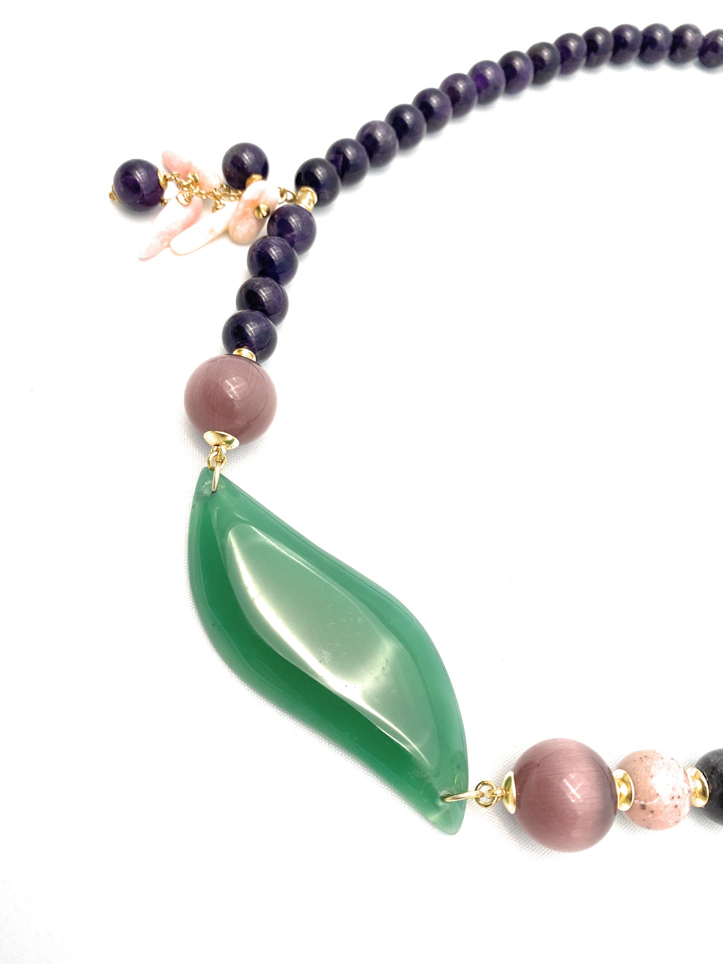 Collana diWa Jewels Madreperla Rosa Ametista e Opale Rosa Argento Sterling placcato Oro giallo