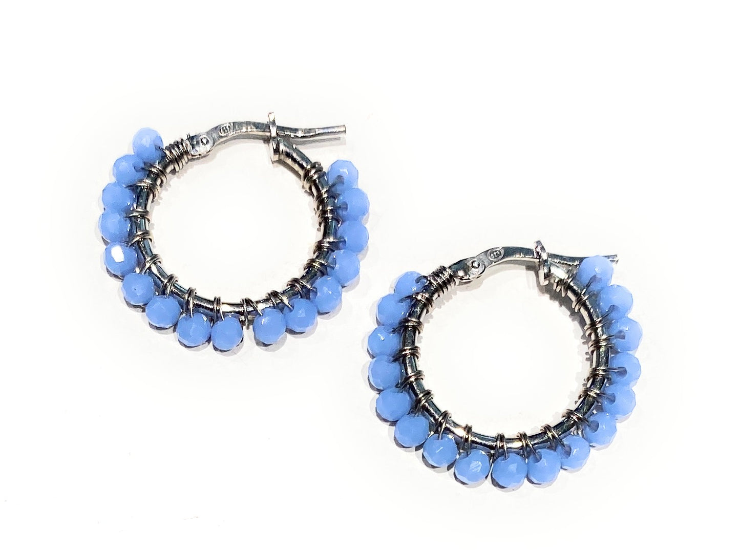 Orecchini cerchietto pietre colorate argento sterling 925 pietre sfaccettate rosa