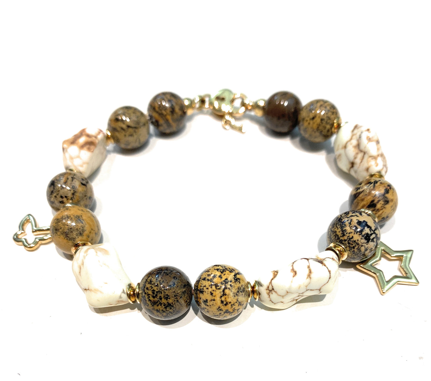 Bracciale diWa Jewels Charms Diaspro Artic e Howlite a Sasso in Argento Sterling 925