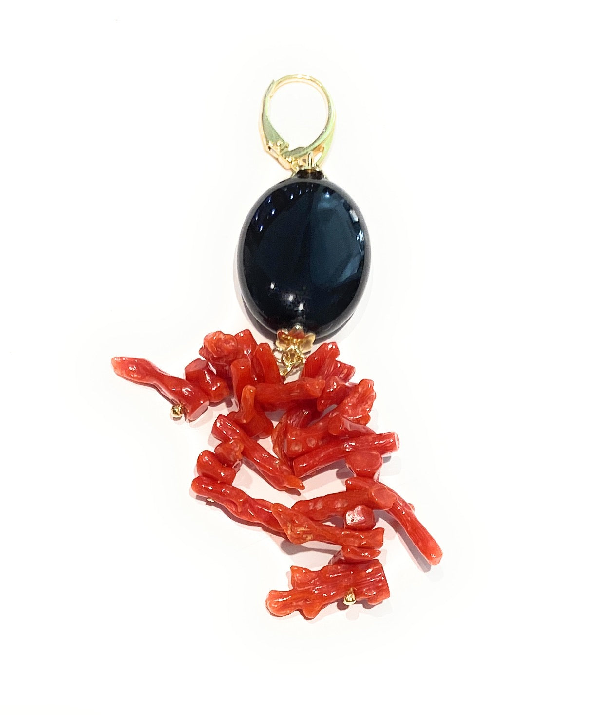 Orecchini onice corallo rosso italiano in argento sterling