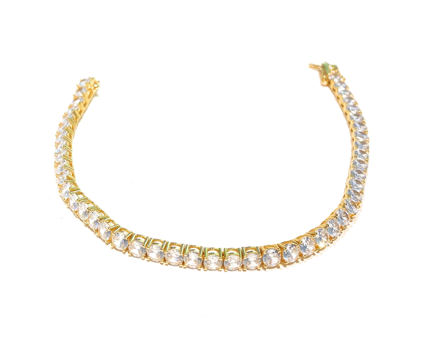Bracciale tennis zirconi bianchi in argento sterling galvanica gialla