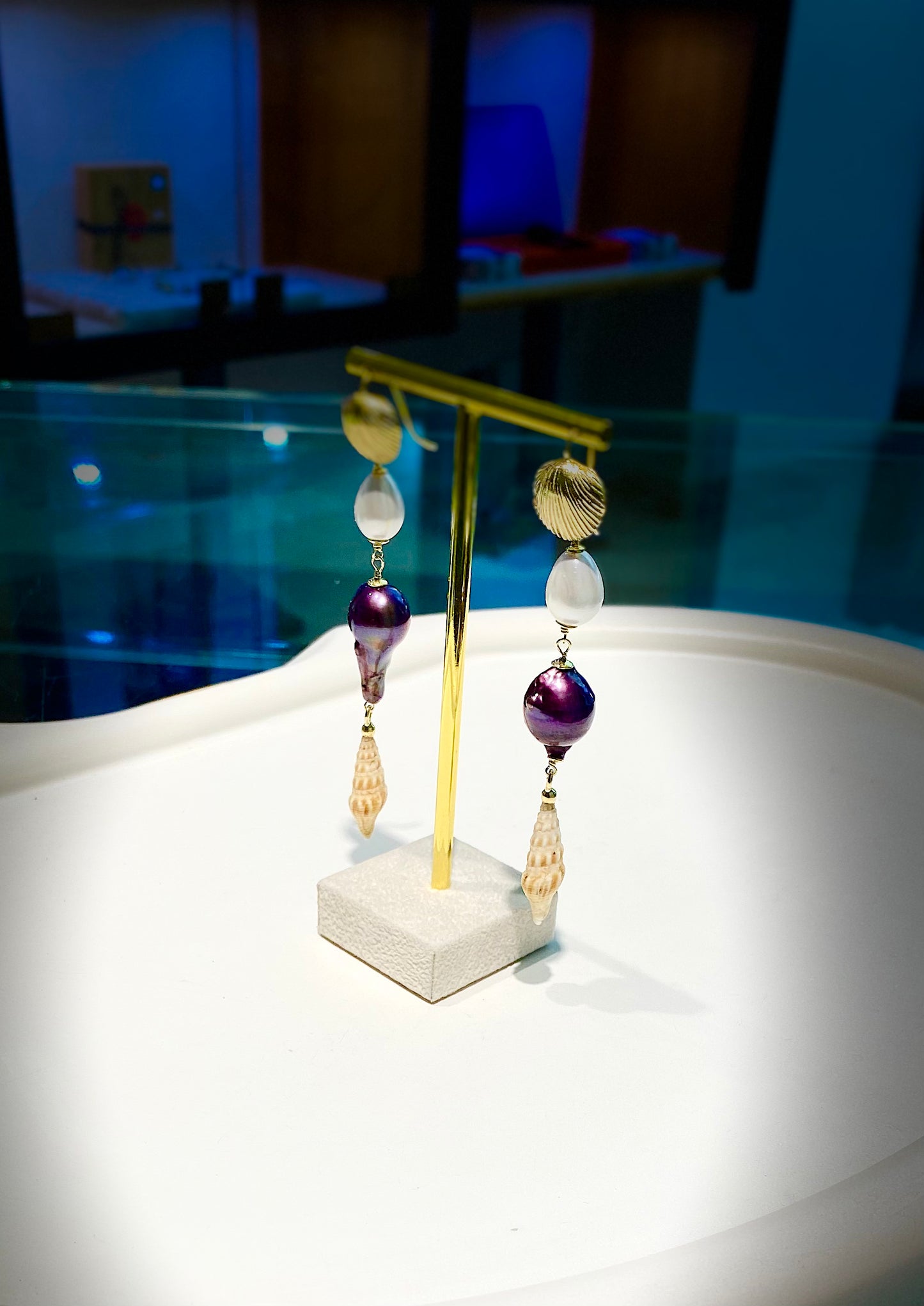 Orecchini diWa Jewels con Perle Viola e Bianche in Argento Sterling Rodio bianco