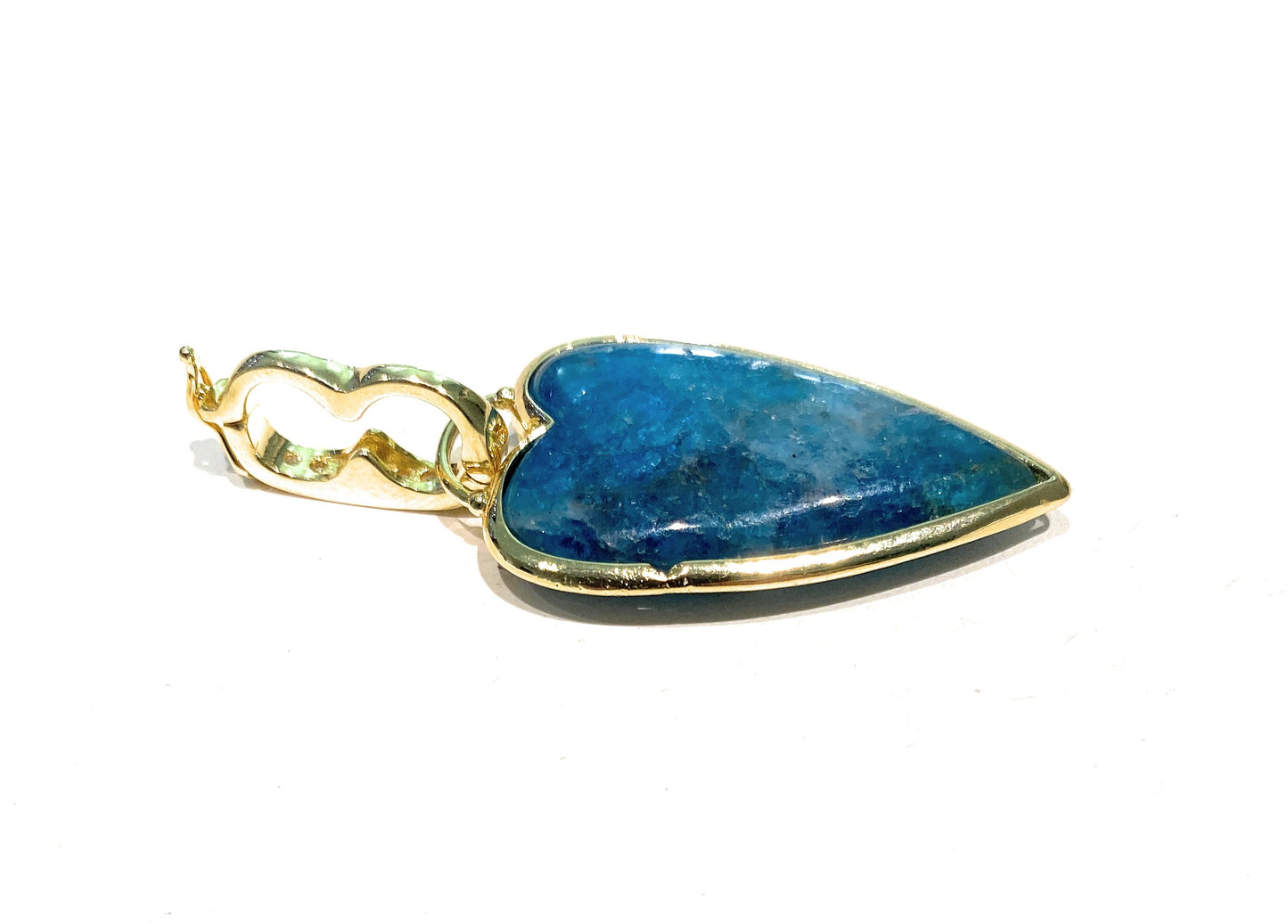 Ciondolo apatite bronzo placcato oro giallo contro maglia apribile zirconi bianchi