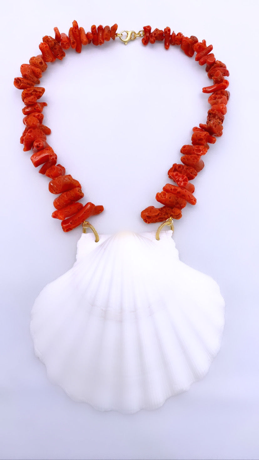 Girocollo diWa Jewels Corallo Rosso Italiano Tronchetti Degradé centrale piccolo Torchon Spinelli neri sfaccettati onice goccia briolette onice lucido argento sterling galvanica gialla
