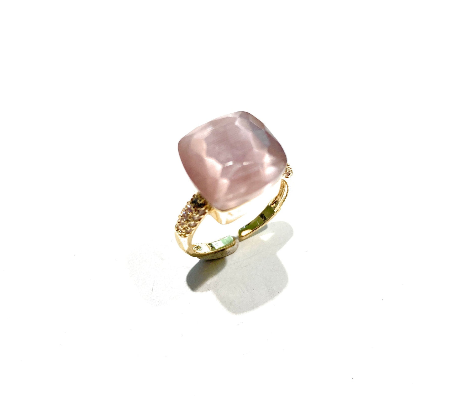 Anello pietra dura sfaccettata in bronzo galvanica gialla