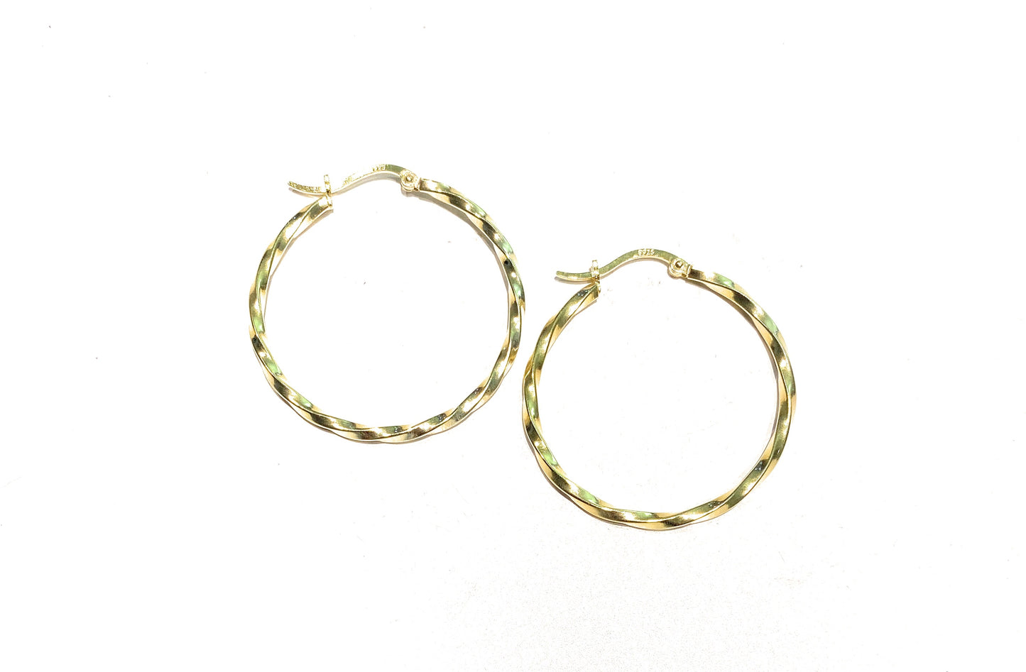 Orecchini cerchio torciglione argento sterling galvanica gialla diametro cm 3,4
